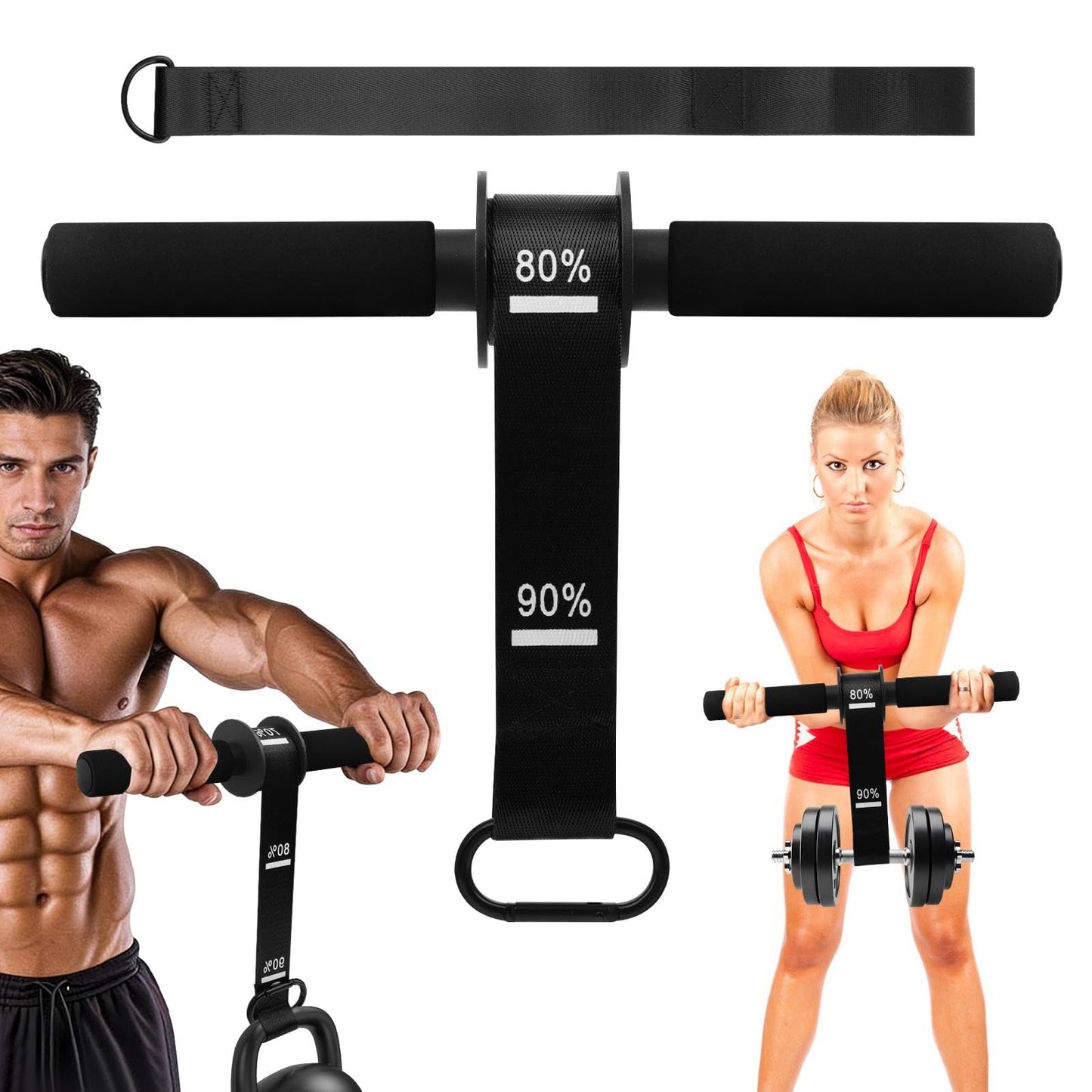 Forearm Strengthener and Wrist Roller with Thick Grip & Adjustable Strap, Ideal for Grip Strength Training, Muscle Building and Rehabilitation(Color:Black)