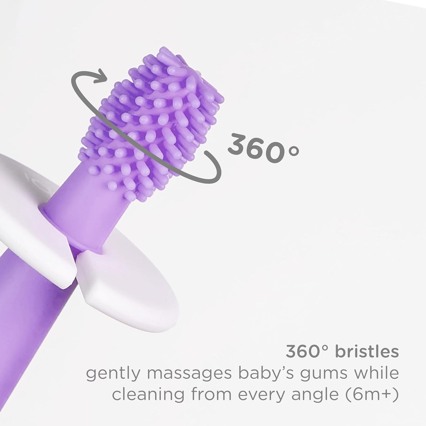 Ubbi 360° Baby Training Toothbrush - Safety Shield & Cover, Food-Grade Silicone, Smoothie Purple