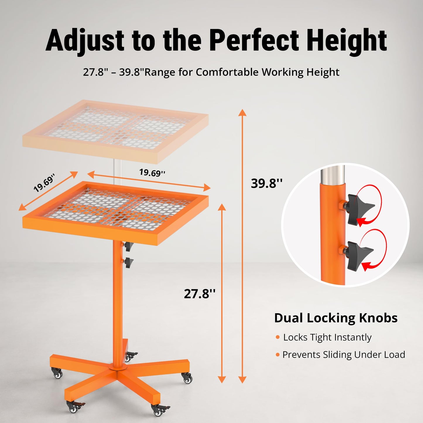 GARVIN 360°Rotating Spray Paint Rack,27.8-39.8“ Height Adjustable Stable Paint Rack for Cabinet Paint Stand Door and Car,Rotating Spray Paint Stand, Orange