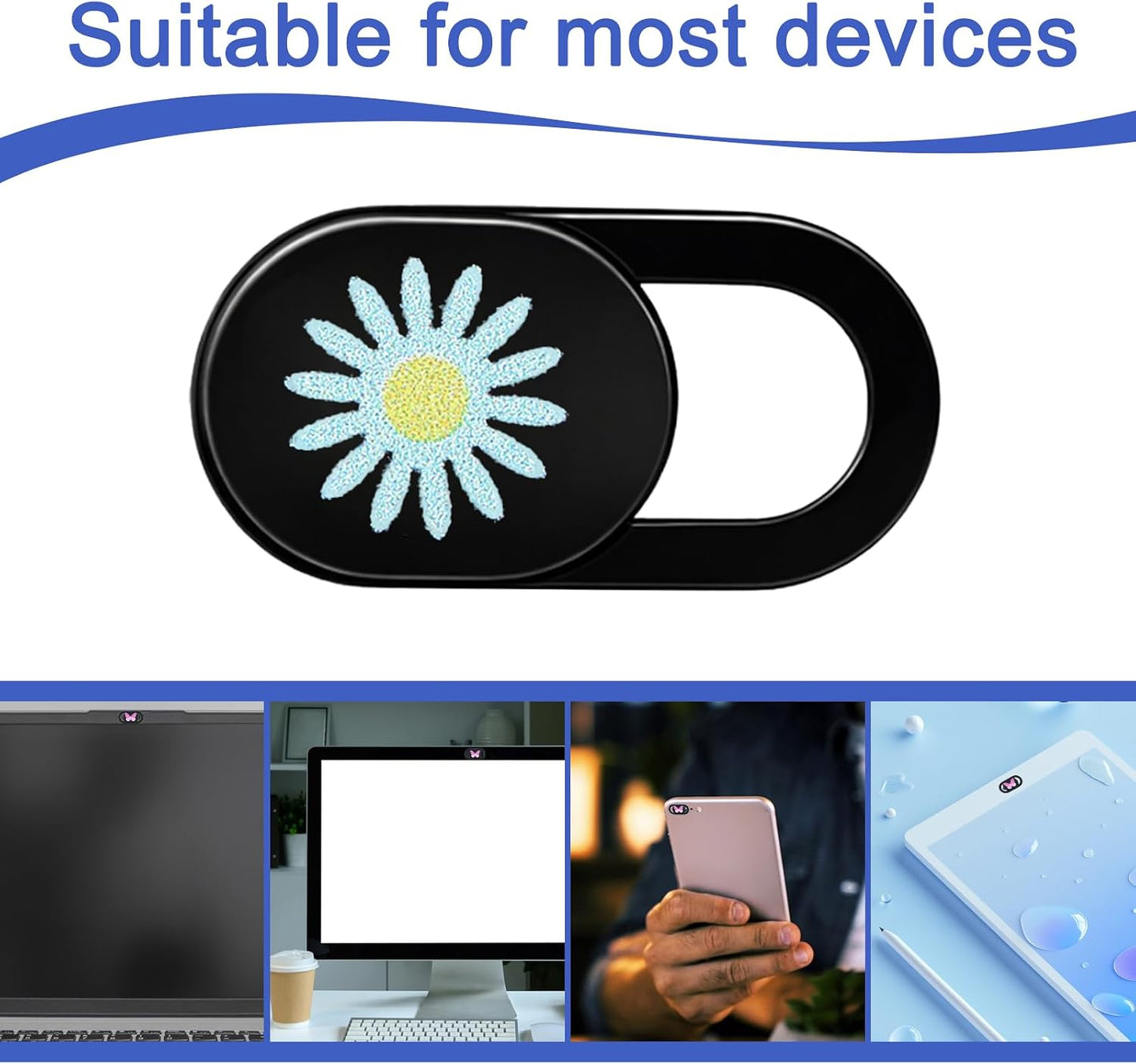 Qulkws 6 Pcs Webcam Cover Slide Butterfly Flower Design Ultra-Thin Laptop Camera Cover Slide Web Cam Privacy Blocker
