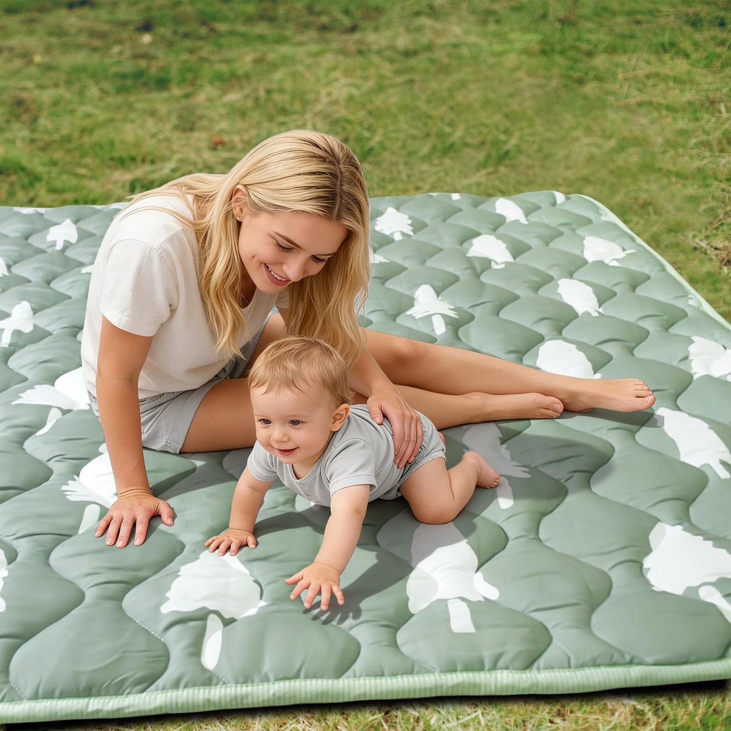Beavtaens Baby Play Mats for Floor, 71”x59” Upgraded Thickness & Larger Super Soft Playmat for Babies and Toddlers, Foldable Washable, Upgrade Anti-Slip Crawling Mat for Playpen(Trees)