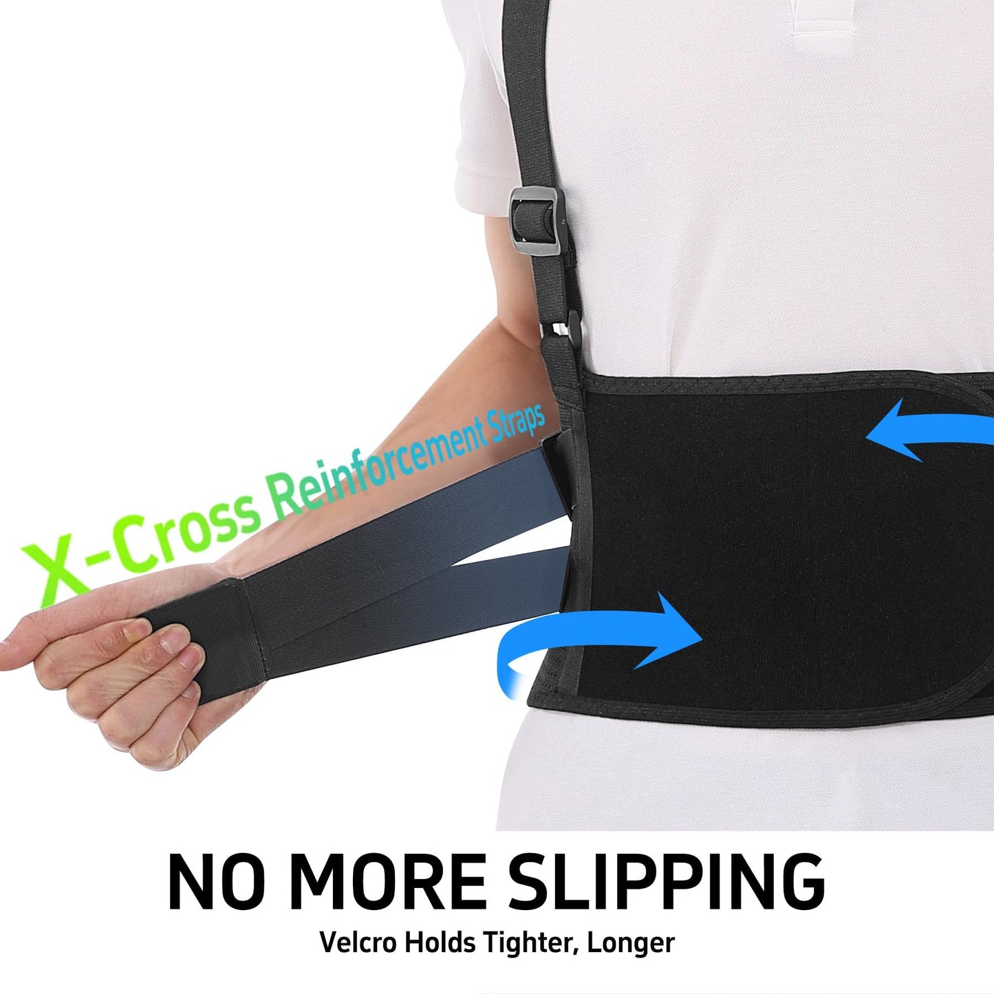 QFE Work Back Brace Lower Back Support Belt Posture Corrector for Women and Men Upper Pain Workout Lumbar Waist Shoulder Straightener Adjustable with Suspenders Protection Lifting Moving X-Large