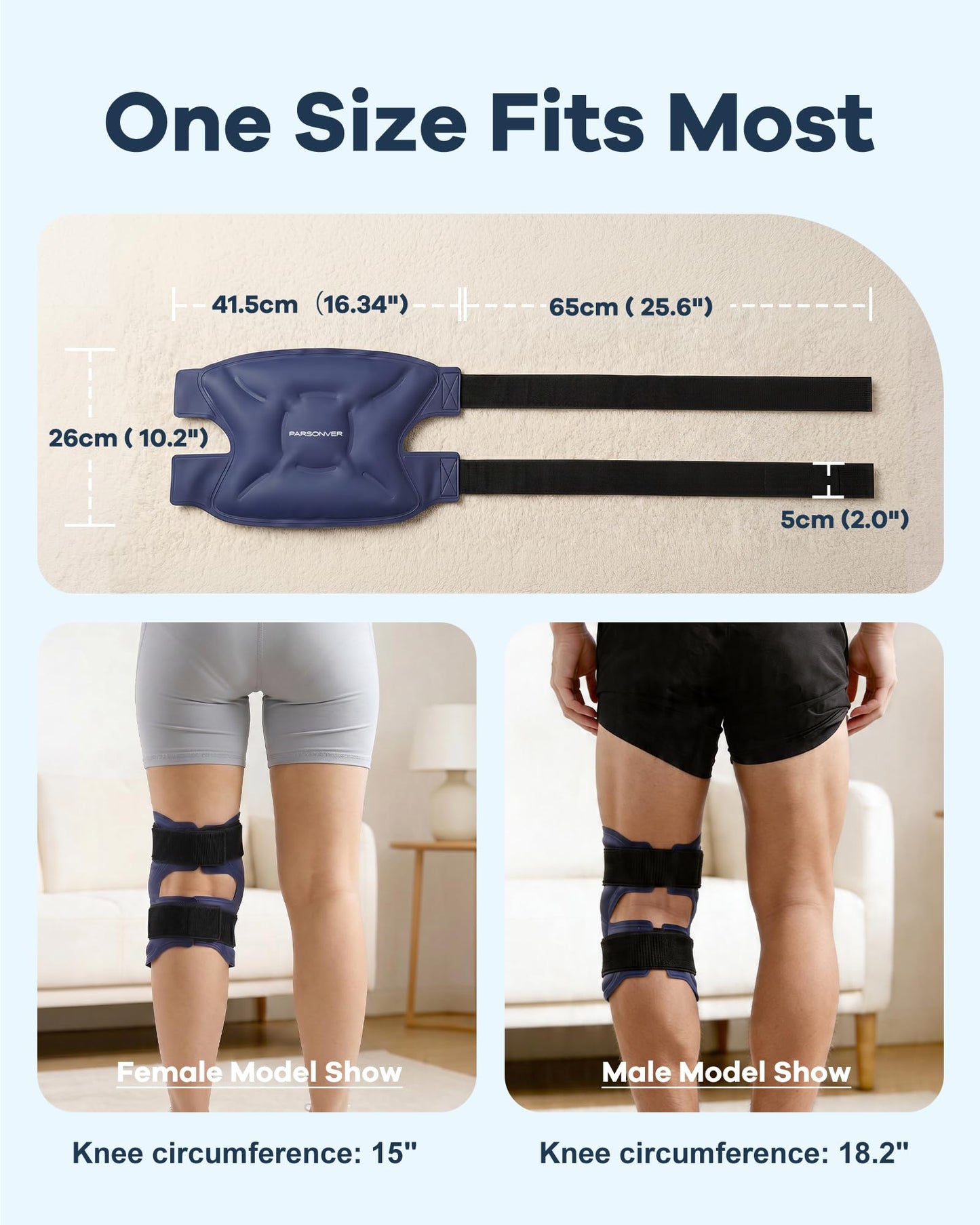 Knee Ice Pack Wrap 60-Minute Long-Lasting Ice Pack for Knee Pain Relief, Reusable Gel Ice Wrap for Leg Injuries, Swelling, Knee Replacement Surgery, Cold Therapy for Arthritis, Meniscus Tear, ACL Blue