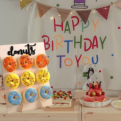 fghuim Donut Wall Donut Display Board Donut Stand Wood Decorate for Wedding Birthday Baby Shower Treat Party Decoration.