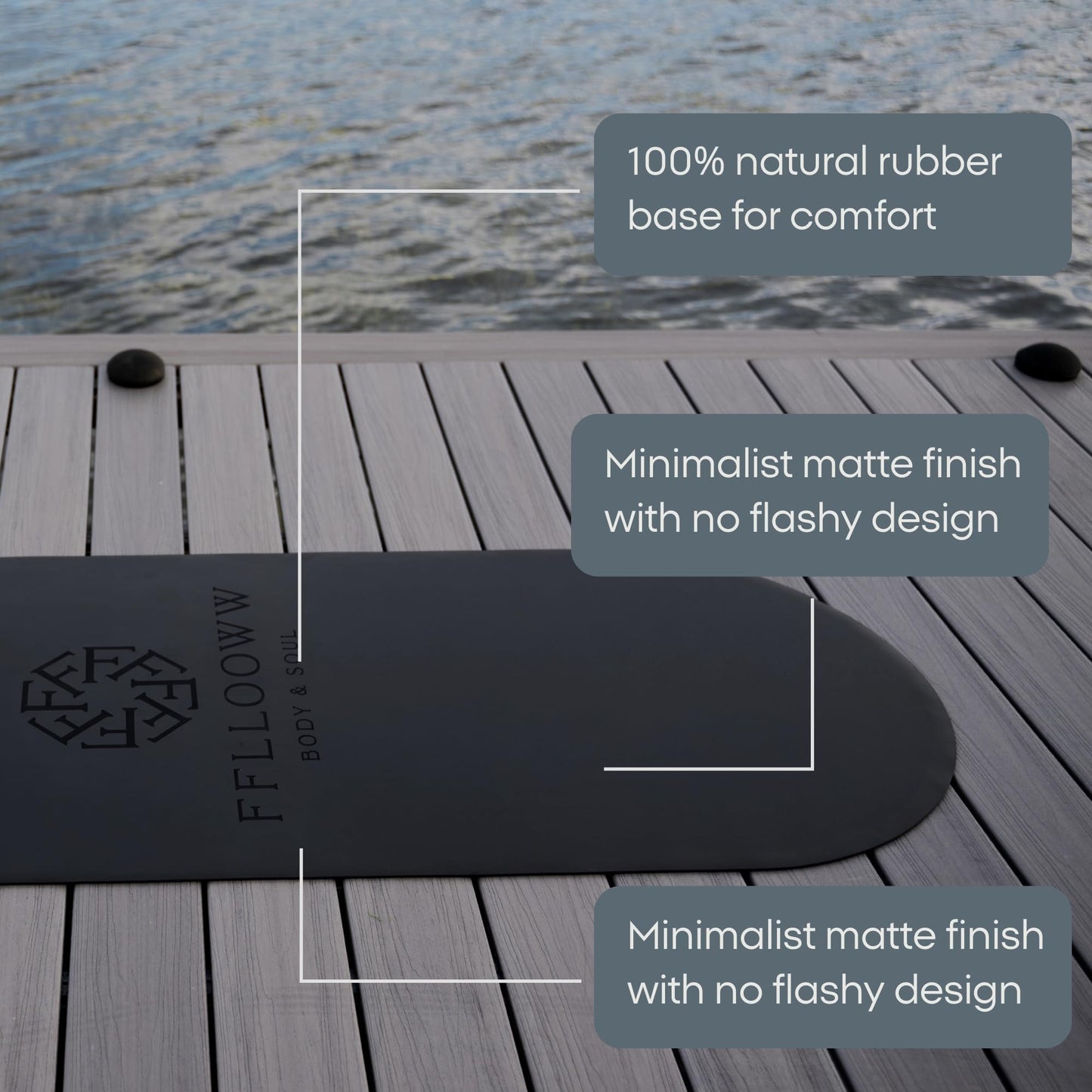 FFLLOOWW Premium Non Slip PU Yoga Mat 72.8” x 26.8” 4.5mm – Eco Friendly Natural Rubber Exercise Mat for Hot Yoga, Pilates & Home Workout with Carry Strap