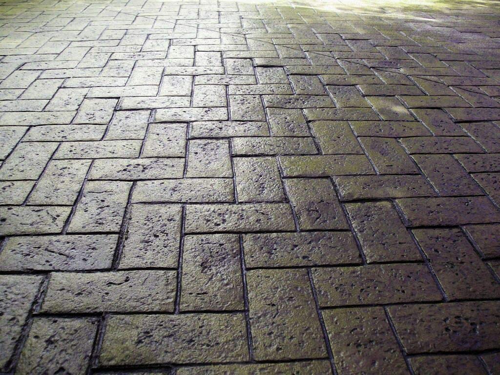 Olde Town Herringbone Brick Concrete Stamp Single by Walttools | Classic Woven Paver Pattern, Sturdy Polyurethane Texturing Mat, Decorative Realistic Detail (Yellow, Rigid)