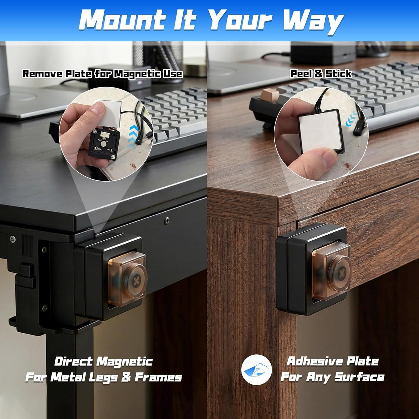 DPVPER 2M Aluminum PC Power Button, External Computer Power Button, PC Power Switch with Cable and Magnet for Desktop