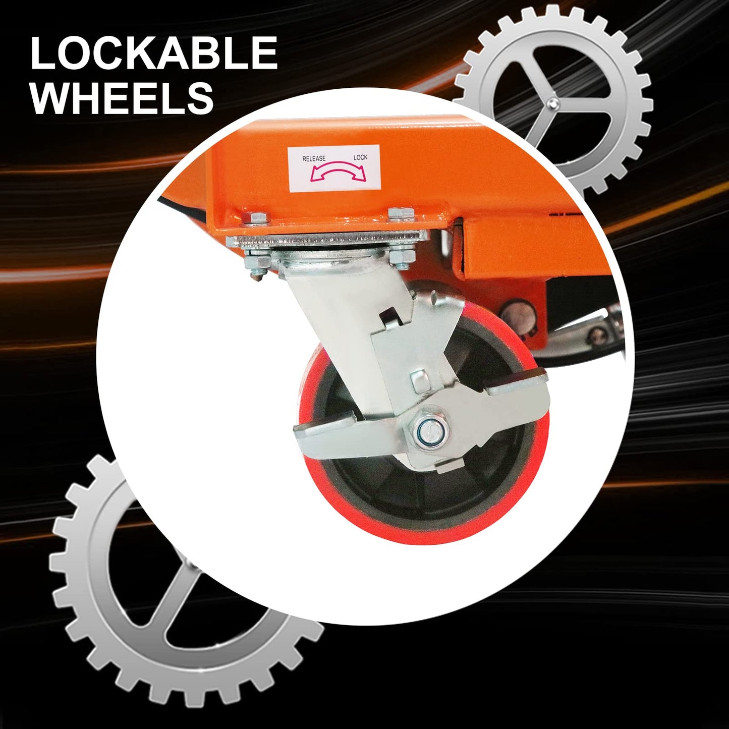 Tory Carrier Hydraulic Scissor 1100LBS Capacity, Lift Table Cart 35.41” Lifting Height, Manual Scissor Lift Table 4 Wheels and Foot Pump, Elevating Hydraulic Cart for Material Handling