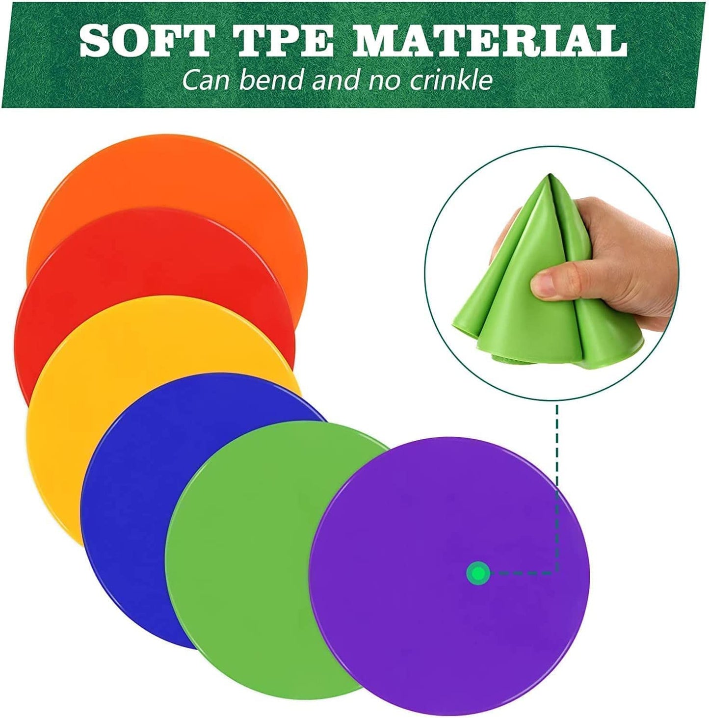 DODOLOOK 8 Inch Poly Vinyl Spot Markers, Non Slip Rubber Agility Markers Flat Field Cones Floor Dots,for Exercise Drills, Sports, Speed Agility Training -12 Pcs