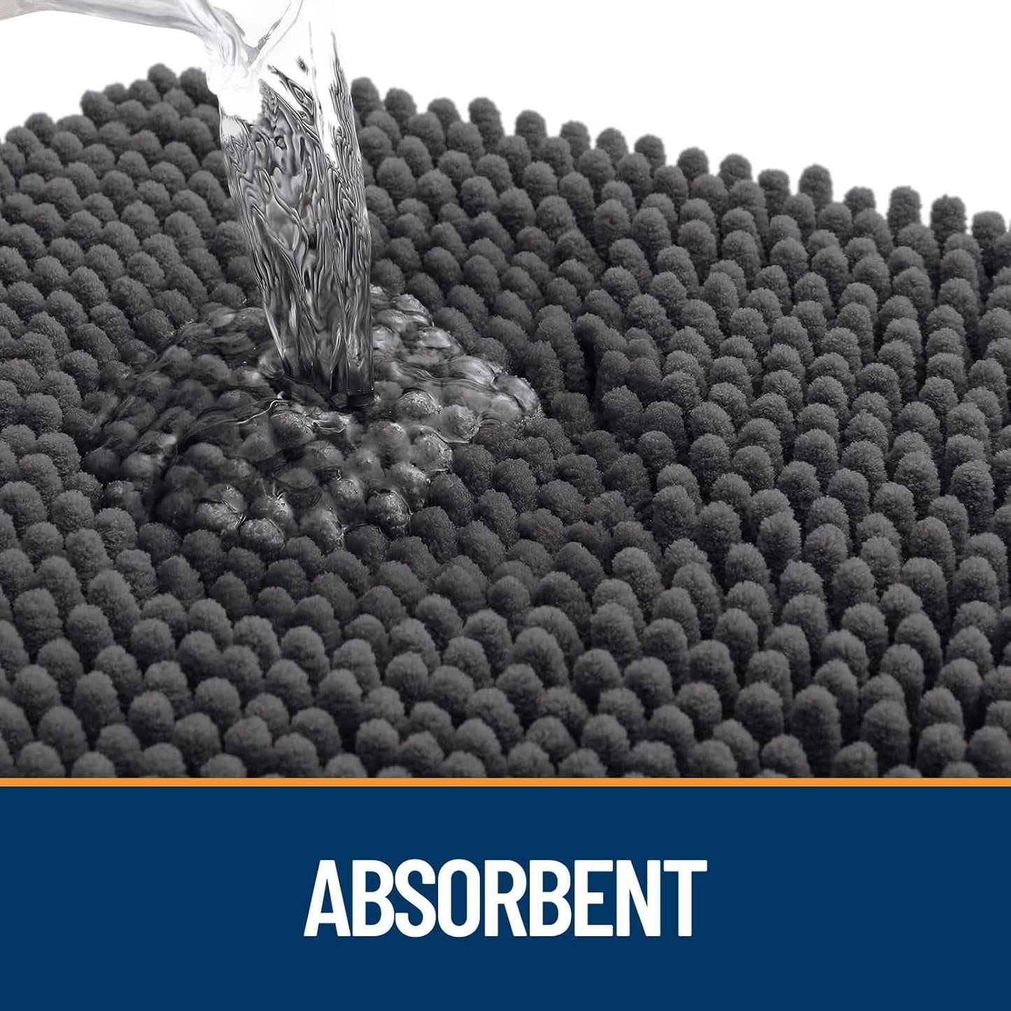 OLANLY Dog Door Mat - Absorbent Non-Slip Mud Mat for Paws | 35x24 Dark Grey Chenille Design