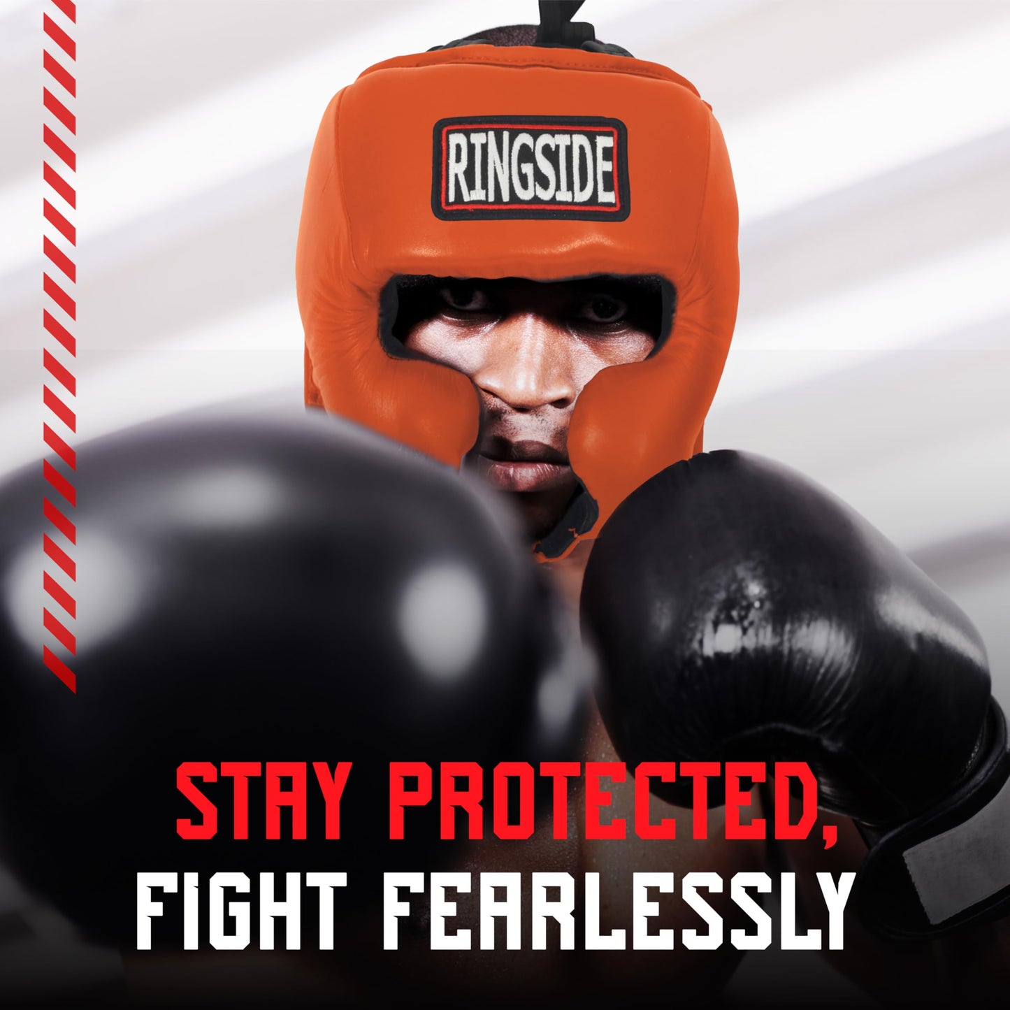 Ringside Competition-Like Boxing Headgear, Leather Sparring Headgear with Cheek Protection, Great for Boxing, MMA, Muay Thai, Kickboxing, and Training, Ideal for Men and Women, Red/White/Blue, Medium