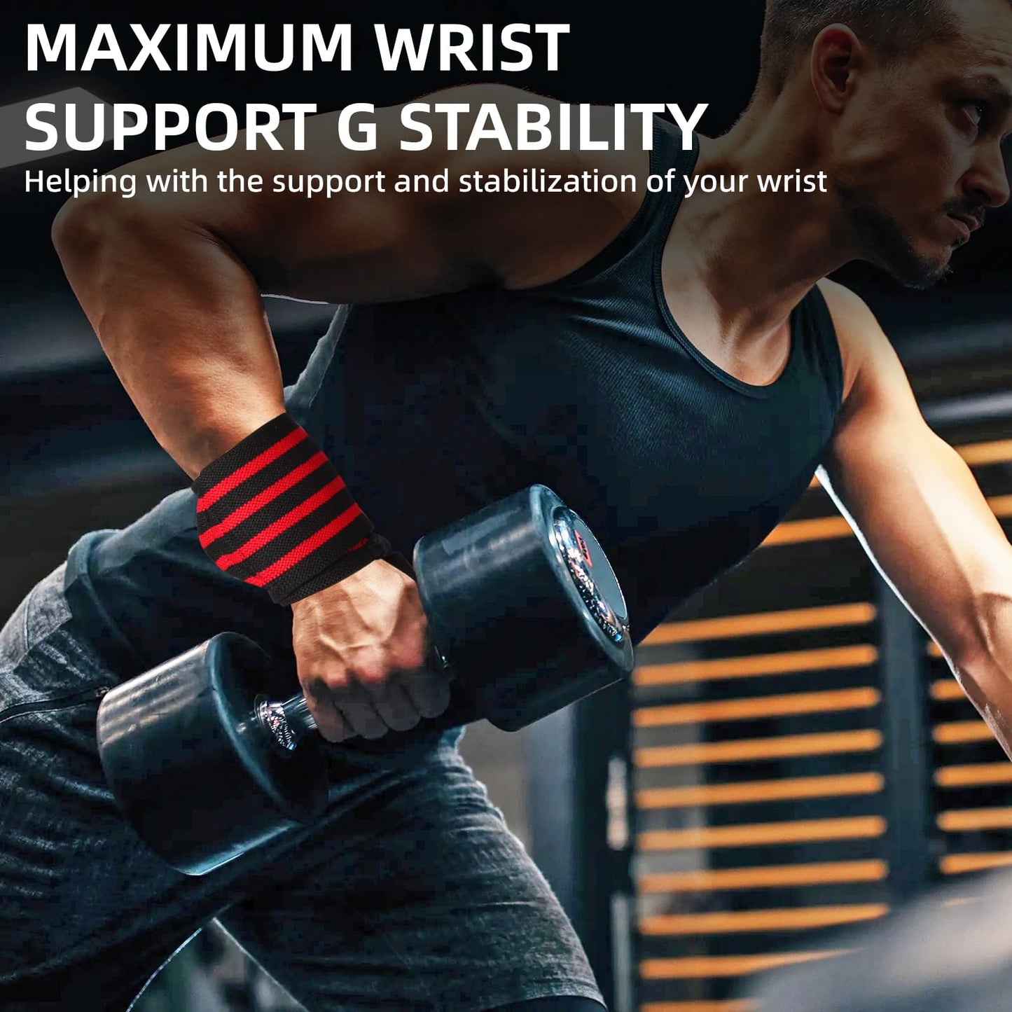 Bneykrir Wrist Support Straps & Lifting Straps, Ultra-Elastic Adjustable Design, Universal Wrist Support Gear for Bench Press, Deadlift, Powerlifting and Gym Training