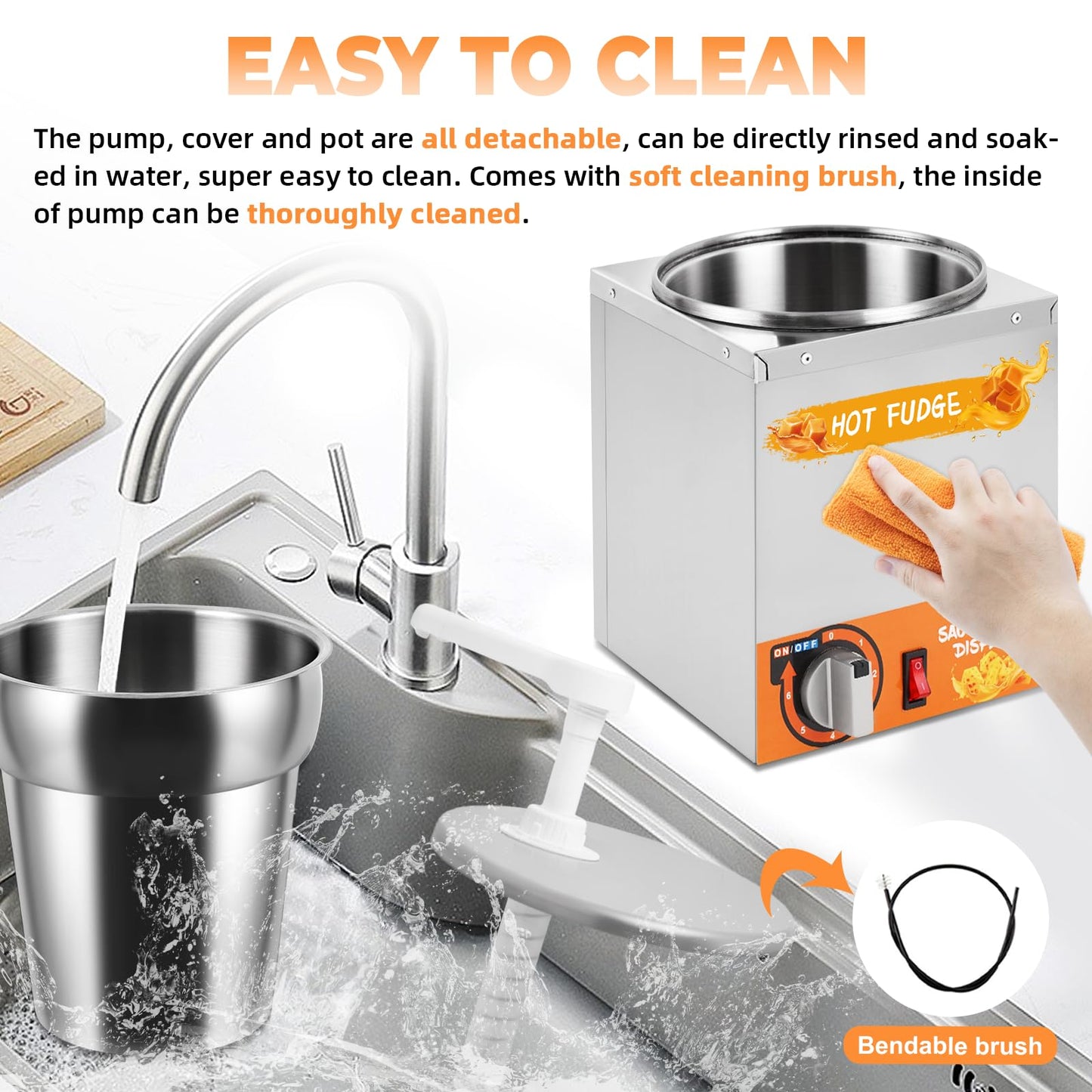 Saladulce Nacho Cheese Dispenser with Pumps, Nacho Cheese Warmer Hot Fudge Dispenser Warmer 5-Level Insulated Pump Dispenser for Sauce Cheese Fudge Caramel (4.2Quarts)