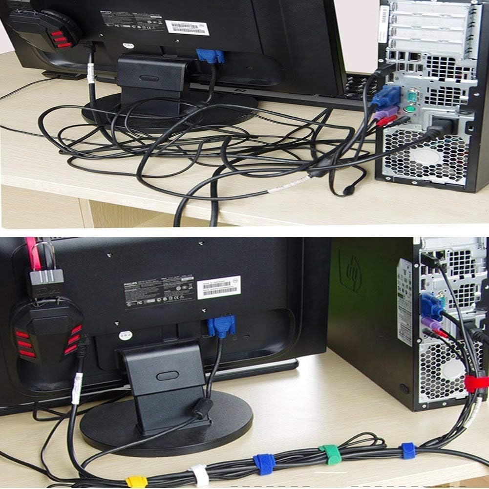 JIAKAI 6 Inch Length Reusable Hook and Loop Cable Ties Strong &Microfiber fastening cloth, Adjustable Fastener Cable