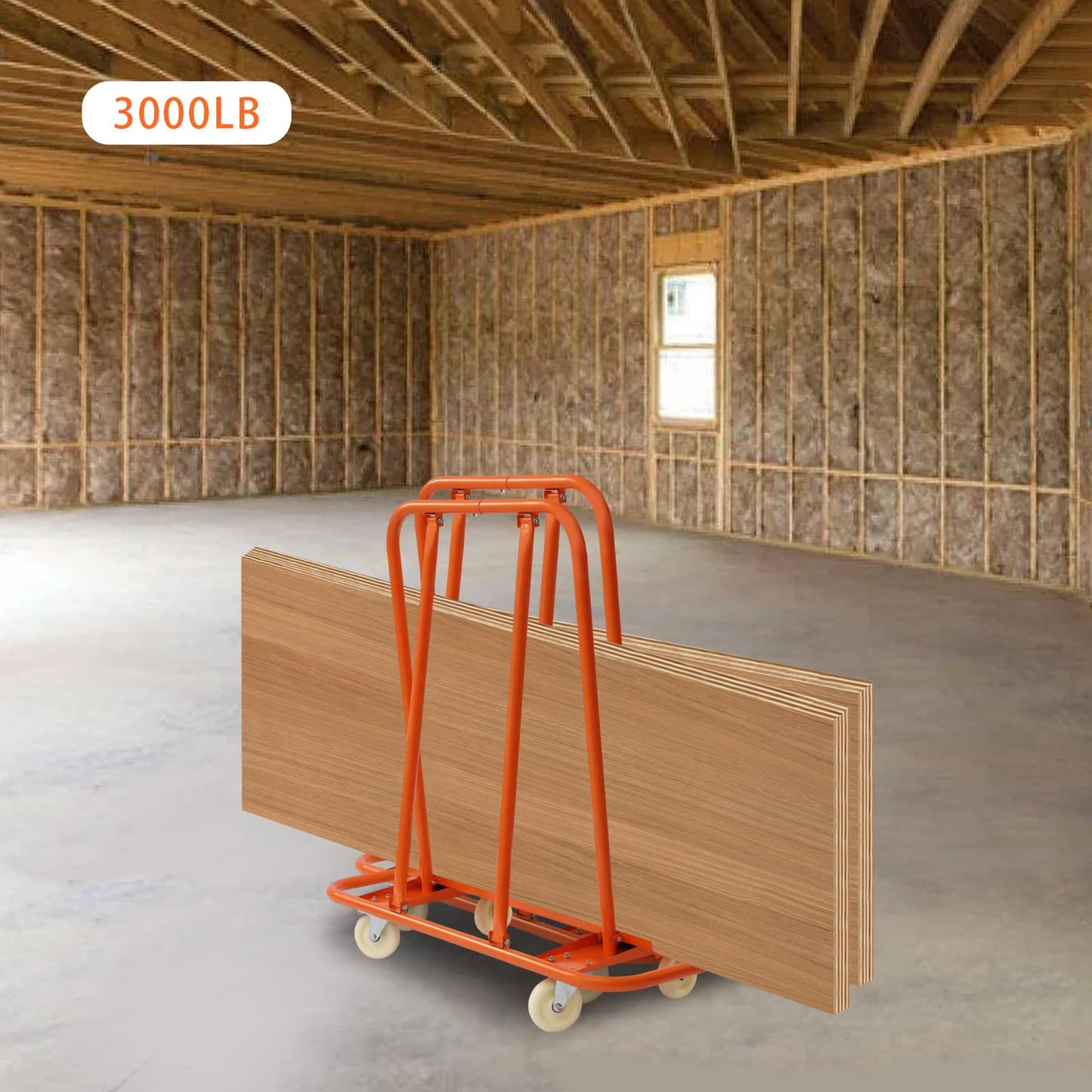 TFCFL Drywall Cart Dolly 3000Lbs Weight Capacity Heavy Duty Drywall Sheet Cart & Panel Dolly with 4 Swivel Wheels, Panel Dolly Handling Plywood Sheetrock Glass and Windows Service Cart