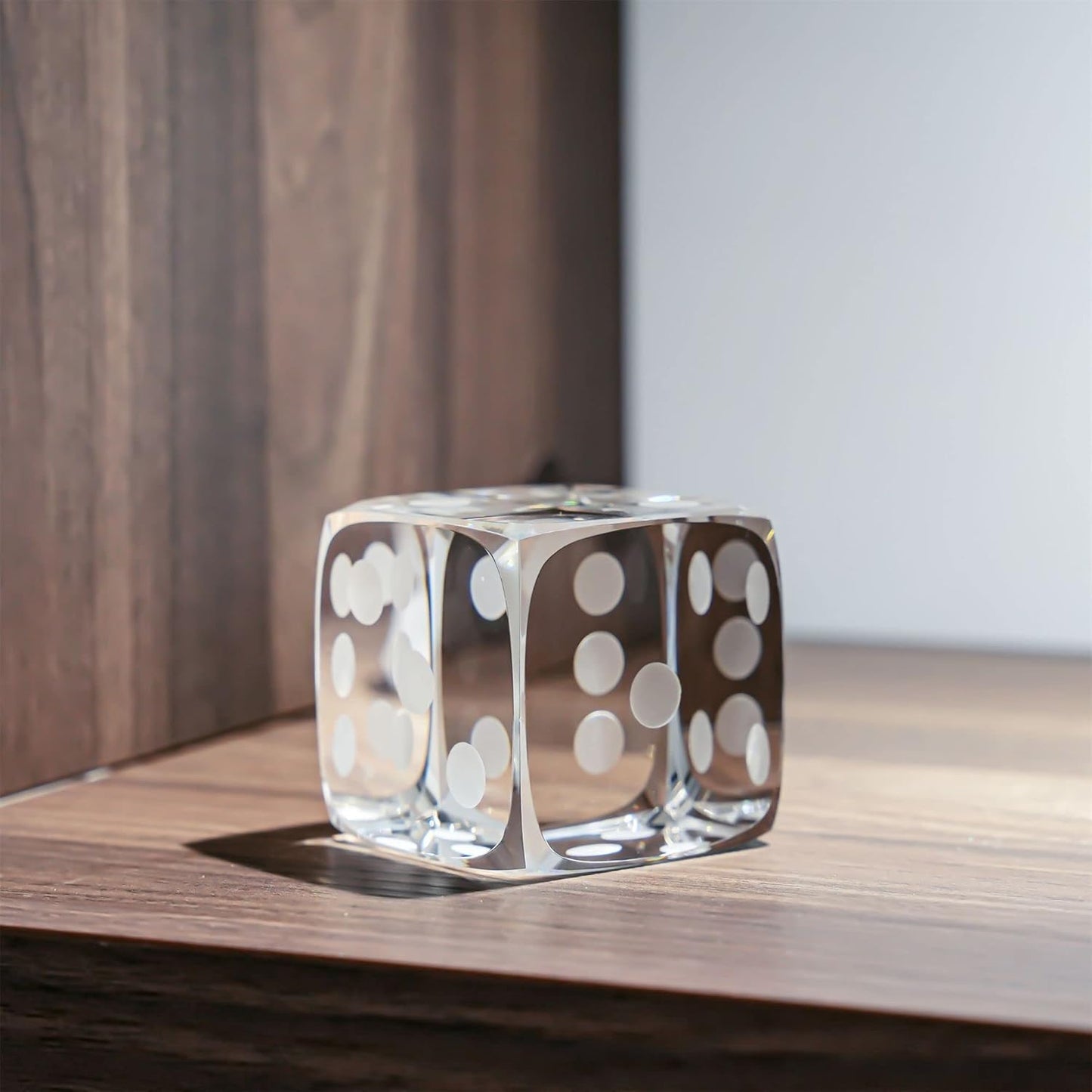 QFkris Glass Polyhedral Dice Block - Decorative 3D Laser Etched Crystal Art Cube | Clear Collectible Figurine