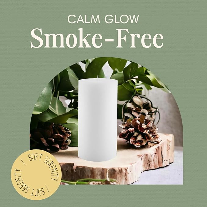 Mister Candle Non Scented Luxury 4 x 8 Pillar Candle, Hand Poured White Unscented Candle for Home Decor, Premium Paraffin Wax, Smokeless & Dripless, 160 Hour Burn Time
