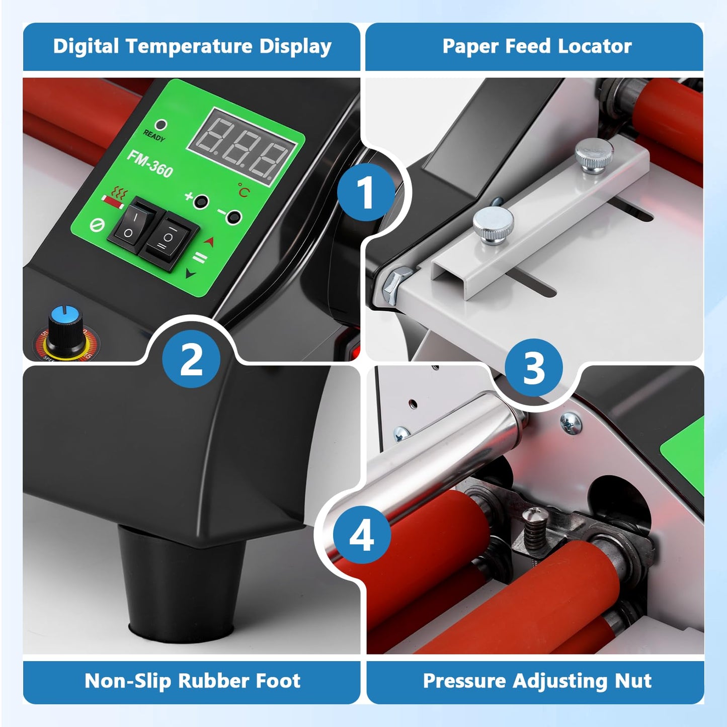 MXBAOHENG 13.78” Laminating Machine with 2 Rolls of Film, 110V Hot Cold Roll Laminator with Adjustable Speed Function, A3/A4 Digital Display Electric Laminator, Single- & Double-Sided Lamination