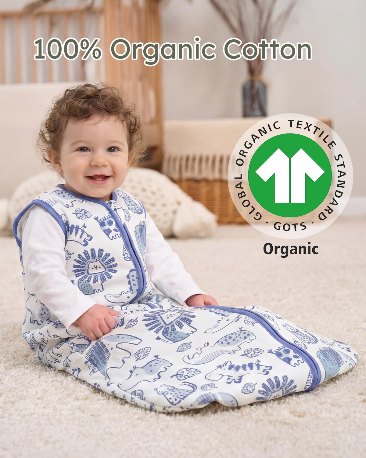 Yoofoss Baby Sleep Sack | 1.5 Tog Wearable Blanket for 18-24 Months | 100% Organic Cotton, Warm & Comfy