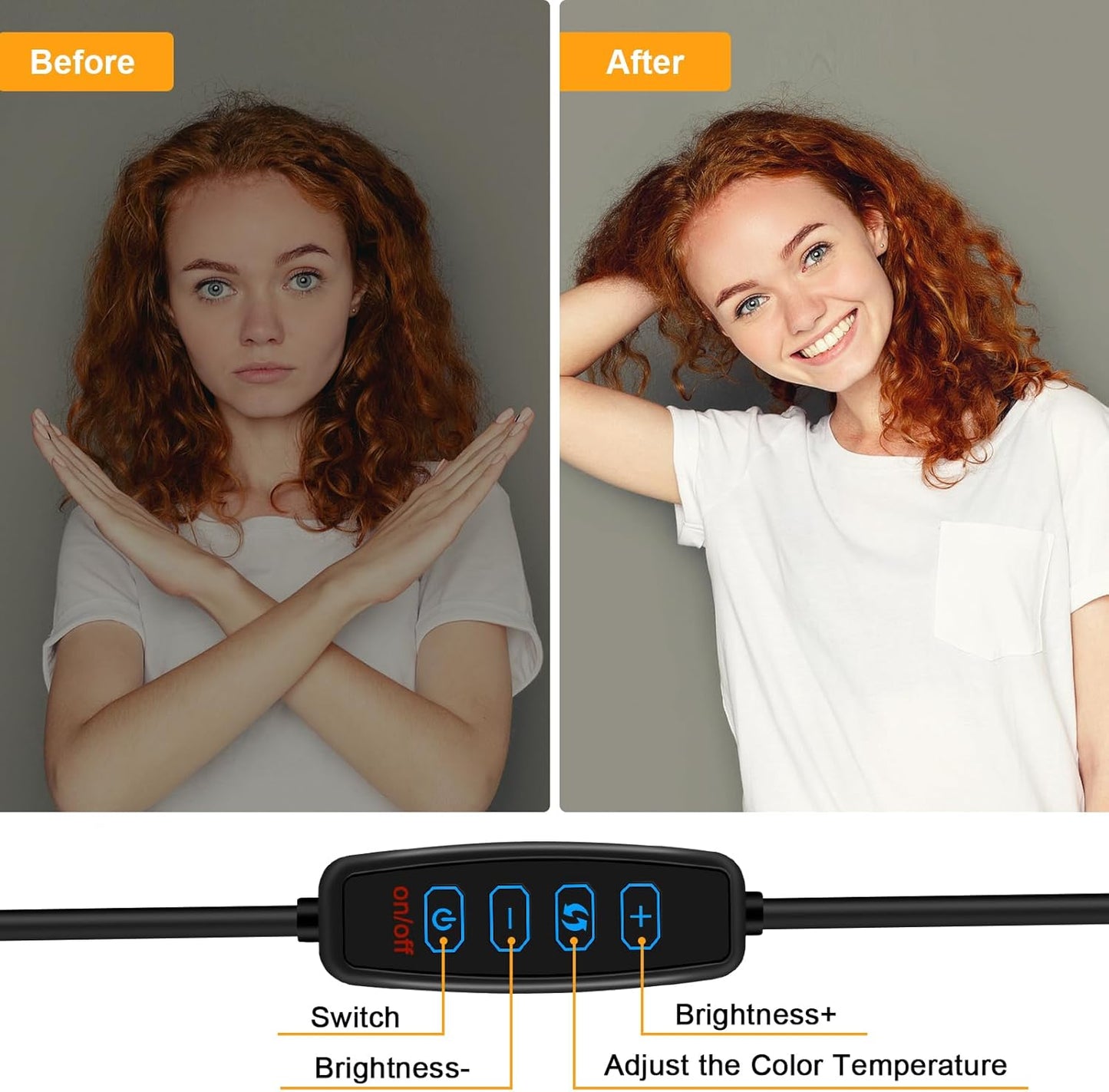 Yeenhoopy 3 Video Conference Lighting - Webcam Light for Streaming, Color Adjustable & Anti-Blue-Light, LED Monitor