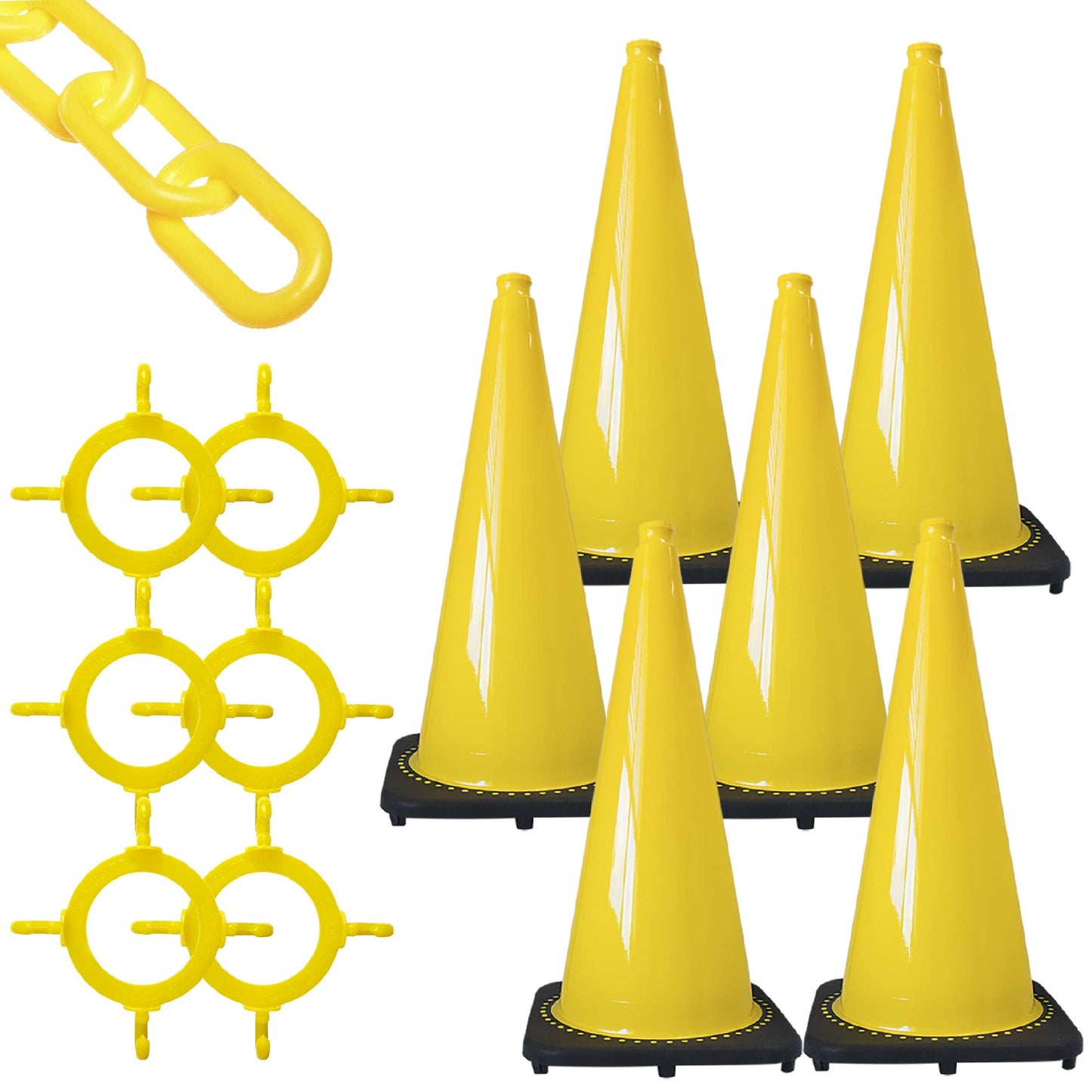 Mr. Chain Traffic Cone and Chain Kit, Yellow, 28-Inch Height (93202-6A)