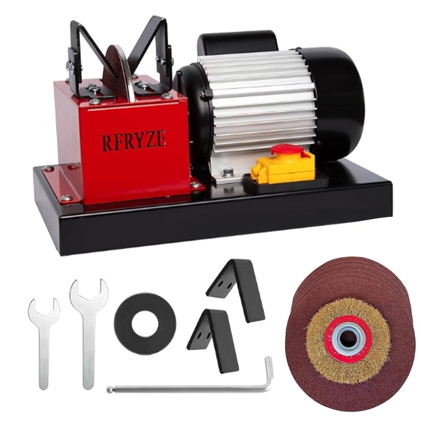 RFRYZE Lawn Mower Blade Sharpener 550W 1700 RPM, 3/4HP Bench Grinder with 7-Inch Ceramic Wheel, Adjustable Angle Sharpener for High Lift, Low Lift, Gator & Flat Blades