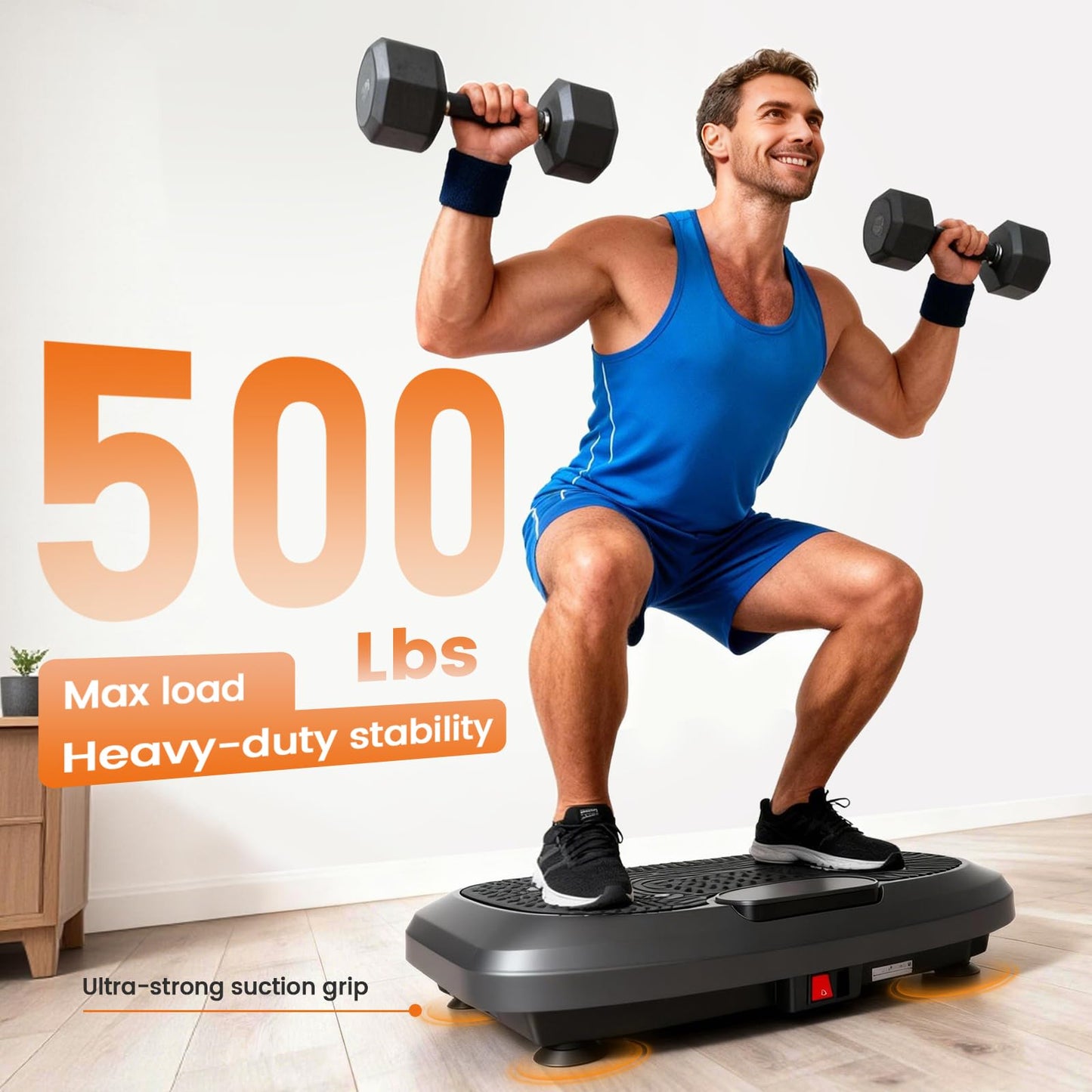 ALSO GO Large Vibration Plate Exercise Machine, 200 Speeds & 10 Models, 500LB Capacity, LED Display, Bluetooth Audio, Shake Plate with Loop Bands for Full Body Fitness, Lymphatic Drainage, Pain Relief