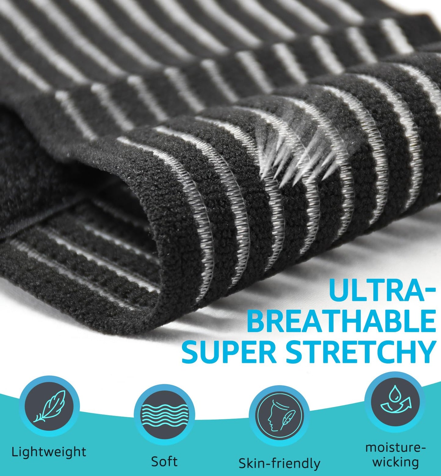 HGBOO Compression Wrist Bands (2 PCS), High-Elastic Straps Wrist Wraps Wrist Brace for Sports Weightlifting Tennis Basketball Tendonitis Carpal Tunnel Arthritis - Breathable Fabric (Black)