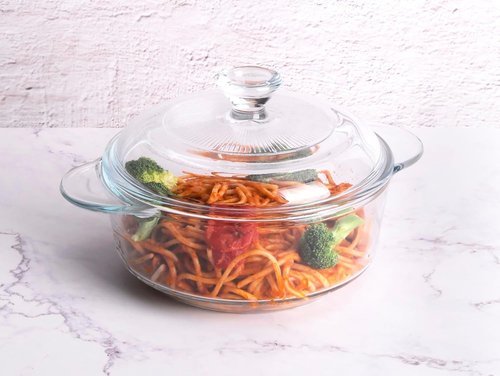 Clear Round Glass Casserole - 1-Quart Baking Dish with Lid | Oven, Freezer & Dishwasher Safe