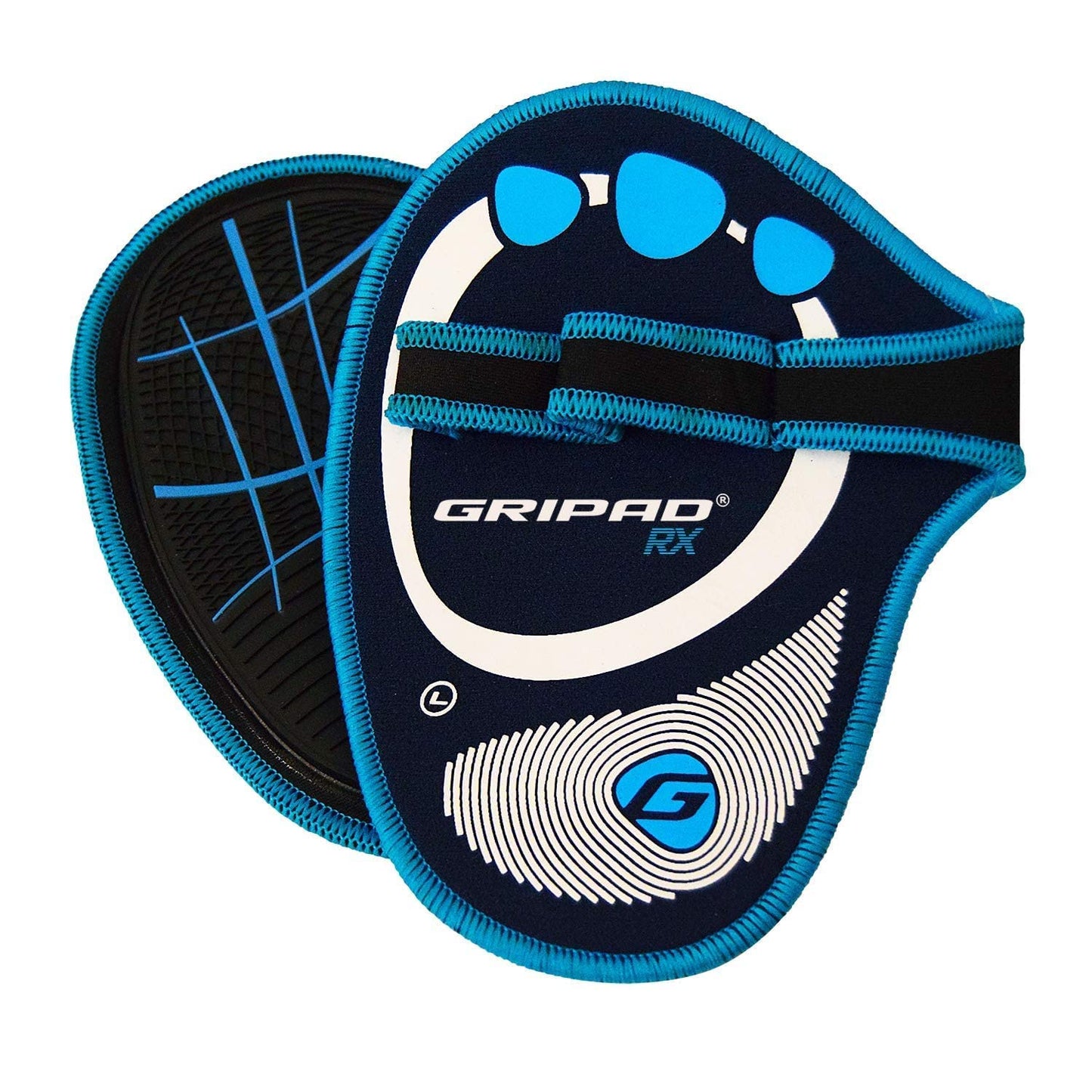 Gripad RX Lifting Grips (Black/Blue) | The Most Durable Grip Pads Yet | The Alternative to Weight Lifting Gloves, Gym Workouts, WOD, Weightlifting | Neoprene Padded Grips | Flexible Rubber Palm