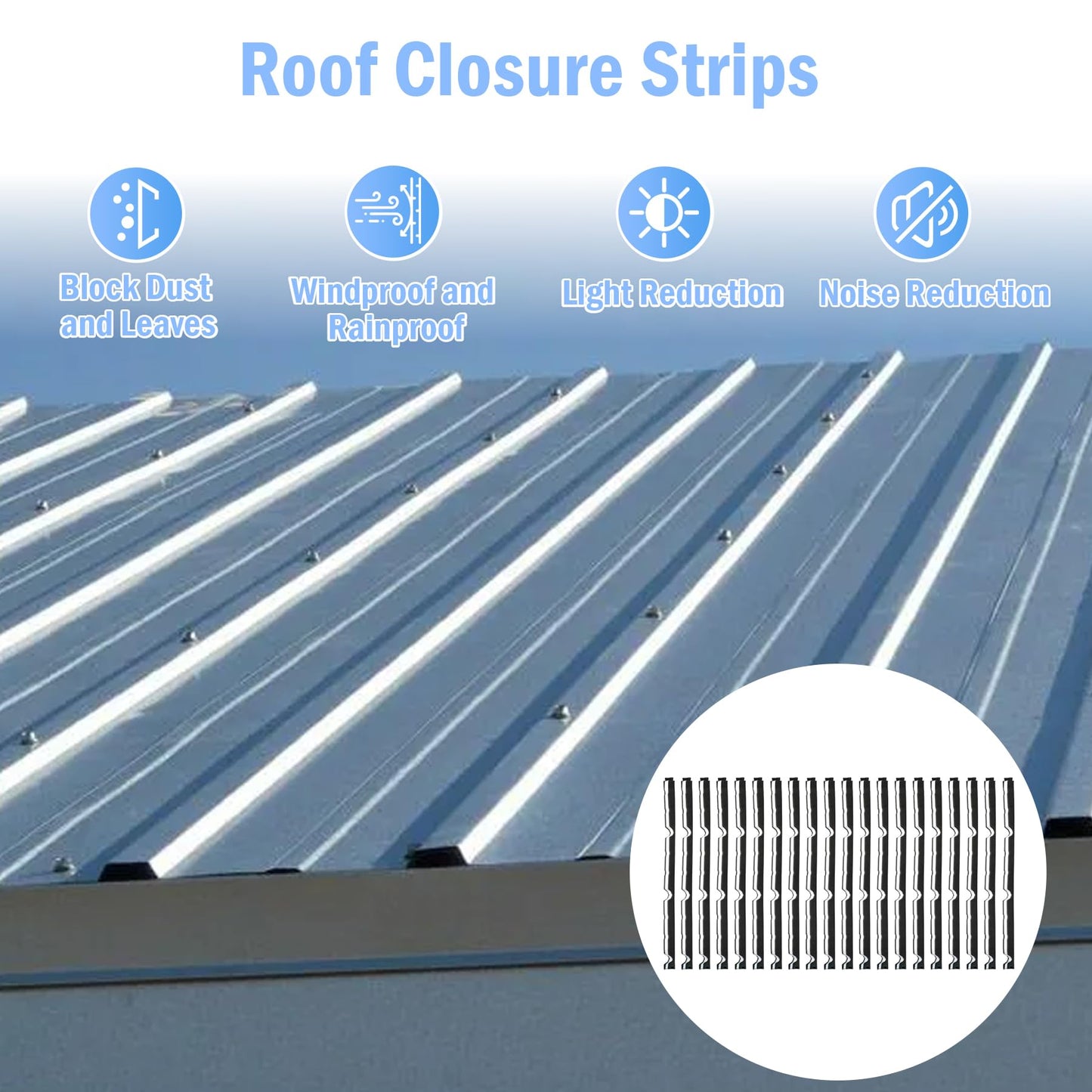 Sthovd 12 Inch Outside Classic Rib Profile Foam Closure Strips for Metal Roofing Panels Outside Roof Closure Strips Metal Roof Foam 3 FT Long (Updated Material and Self-Adhesive)-20 Pieces