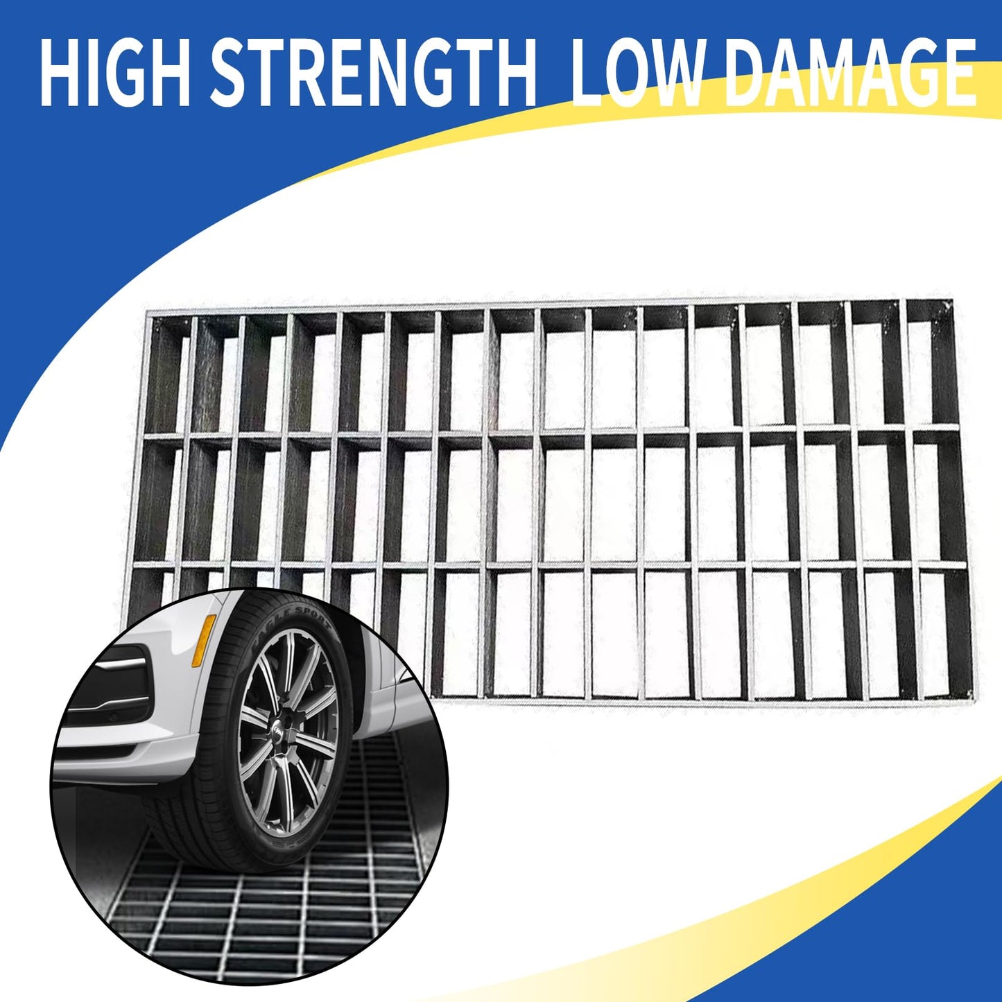 Galvanized Steel Drain Grate, B125 Class Channel Grate, Outdoor Drain Cover, Durable Heavy Duty Sewer Grate, Sliver Square Drainage Grate, Suitable for Garages, Sewers (20 x 40)