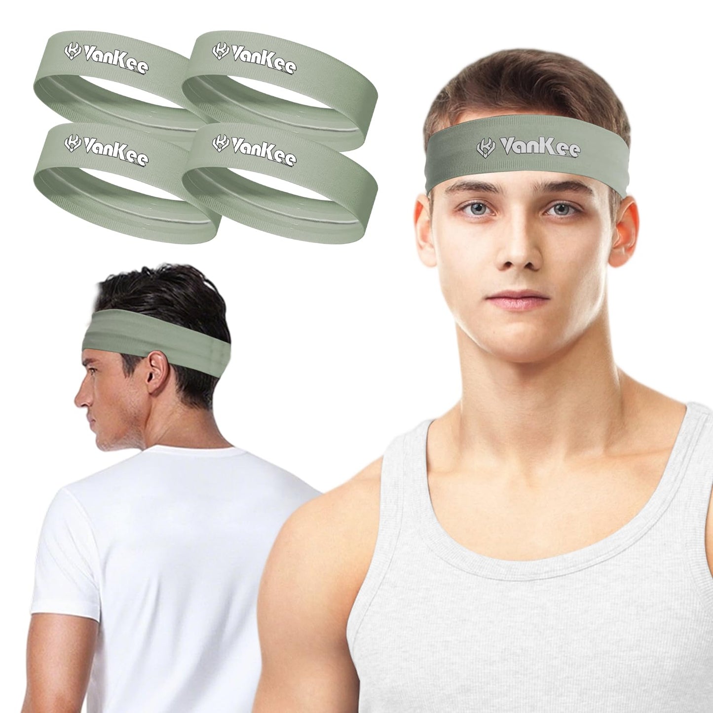 VanKee Sports Headbands for Men Cooling Sweatbands for Women Moisture Wicking Non Slip Workout Athletic for Running Yoga Tennis Basketball Fitness