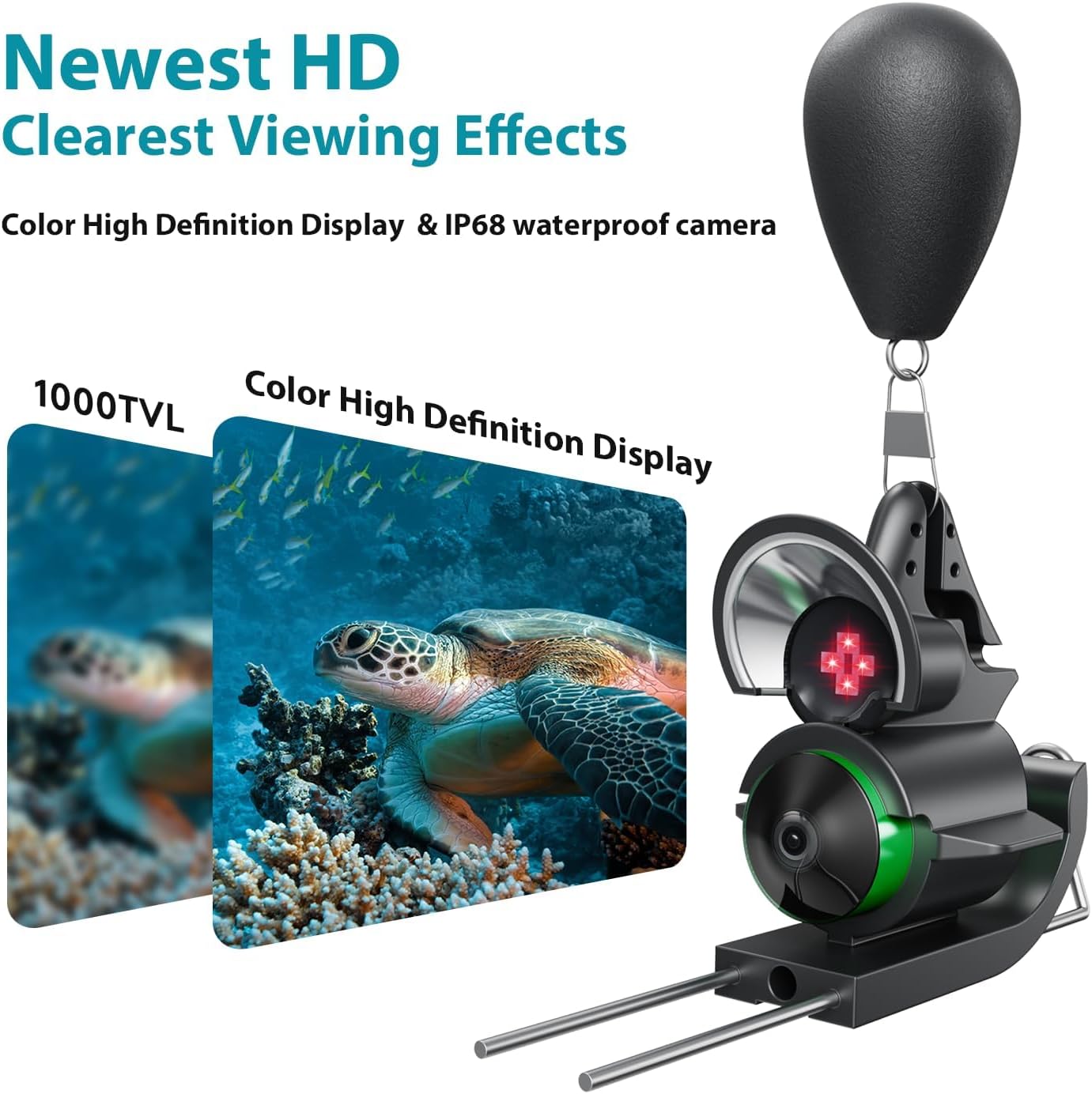 220 4.3" 5000mAh 65ft (65FT) FourQ Underwater Fishing Camera, Ultra-Wide Angle Video Fish Finder with HD LCD Monitor