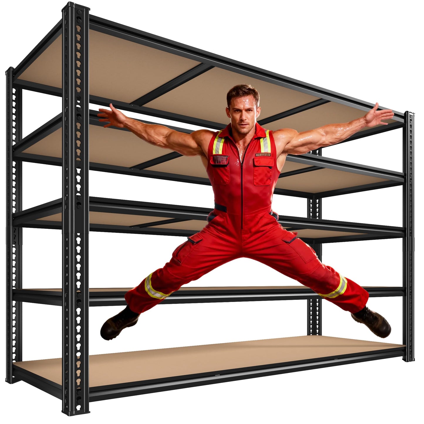 ROOMFAVE 60" W Garage Shelving 72" H Metal Shelving 3500LBS Storage Shelves Heavy Duty 5 Tier Adjustable Shelving Unit for Storage Rack Pantry Shelf Industrial Commercial,60" W x 24" D x 72" H