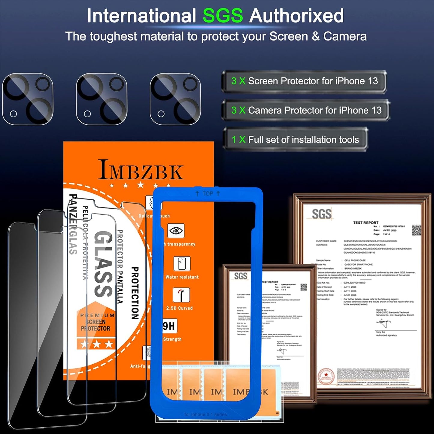 3 Pack 13 [6.1 INCH] 3 IMBZBK [Auto-Dust Removal] Screen Protector for iPhone Accessories, Case Friendly Film, Military