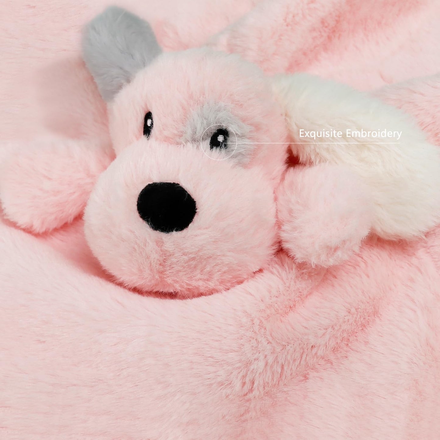 Skiennix Puppy Baby Security Blanket - Soft Plush Lovey Toy with Satin Backing | Pink 16 Inch