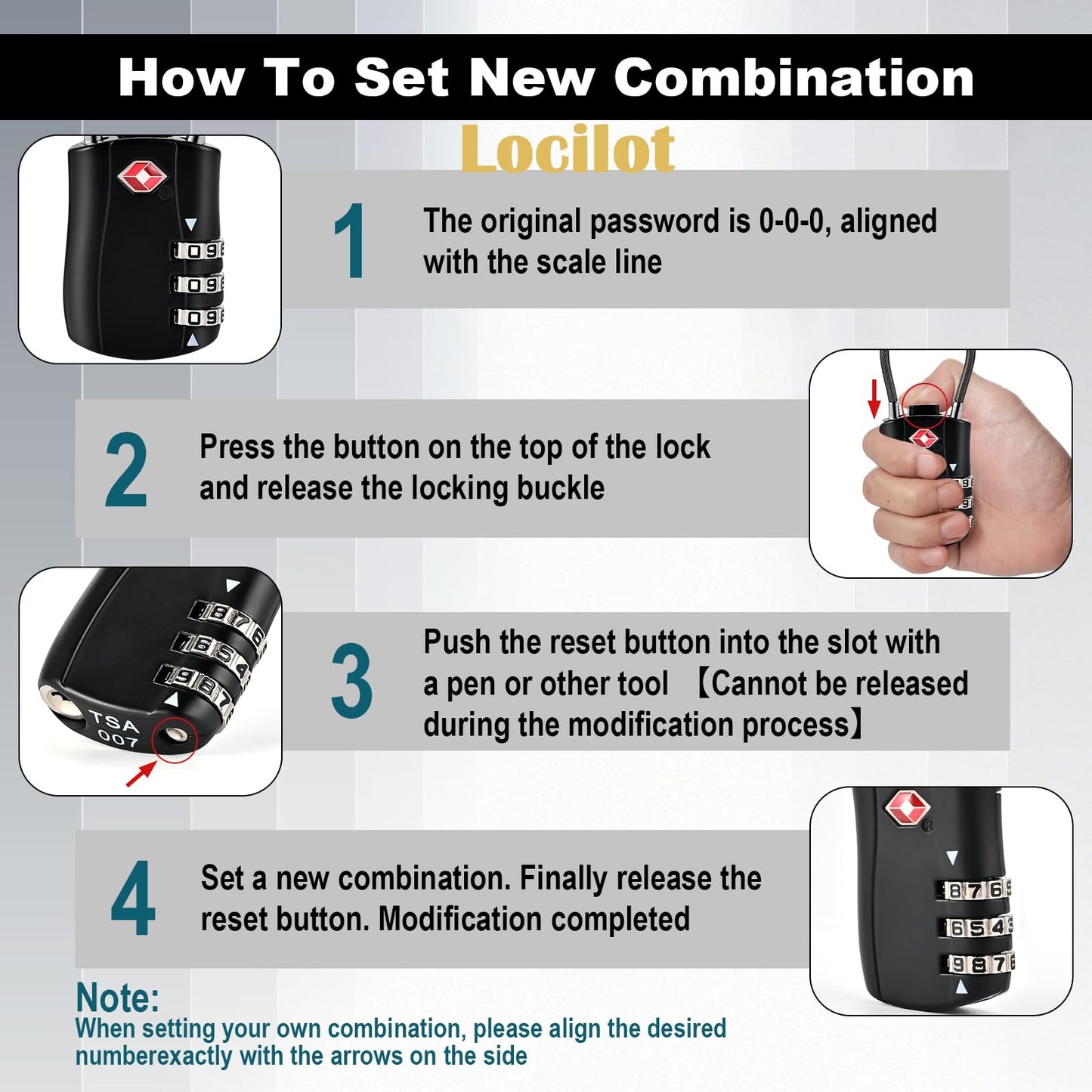 Locilot 5pcs TSA Approved Luggage Locks with 10pcs Zipper Locks, Zinc Alloy Combination Locker Suitcase Lock, TSA Locks for Luggage, Combination Lock for Locker Backpack (TSA007)