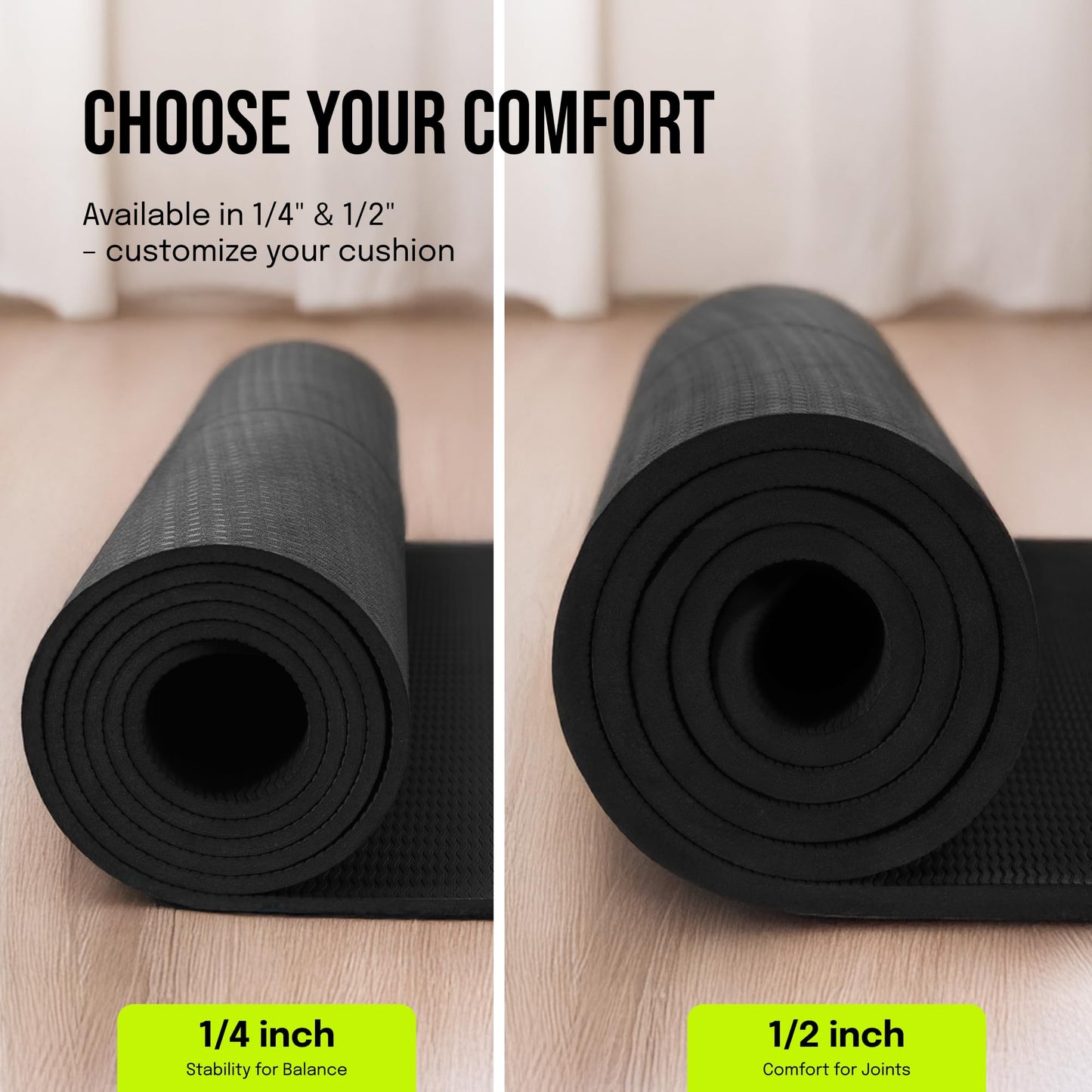 Gogokiwi Large Yoga Mat (6'x4') Extra Wide Workout Mat for Home, Non Slip Fitness & Exercise Mat for Home Gym, Yoga, Pilates, Stretching, and Floor