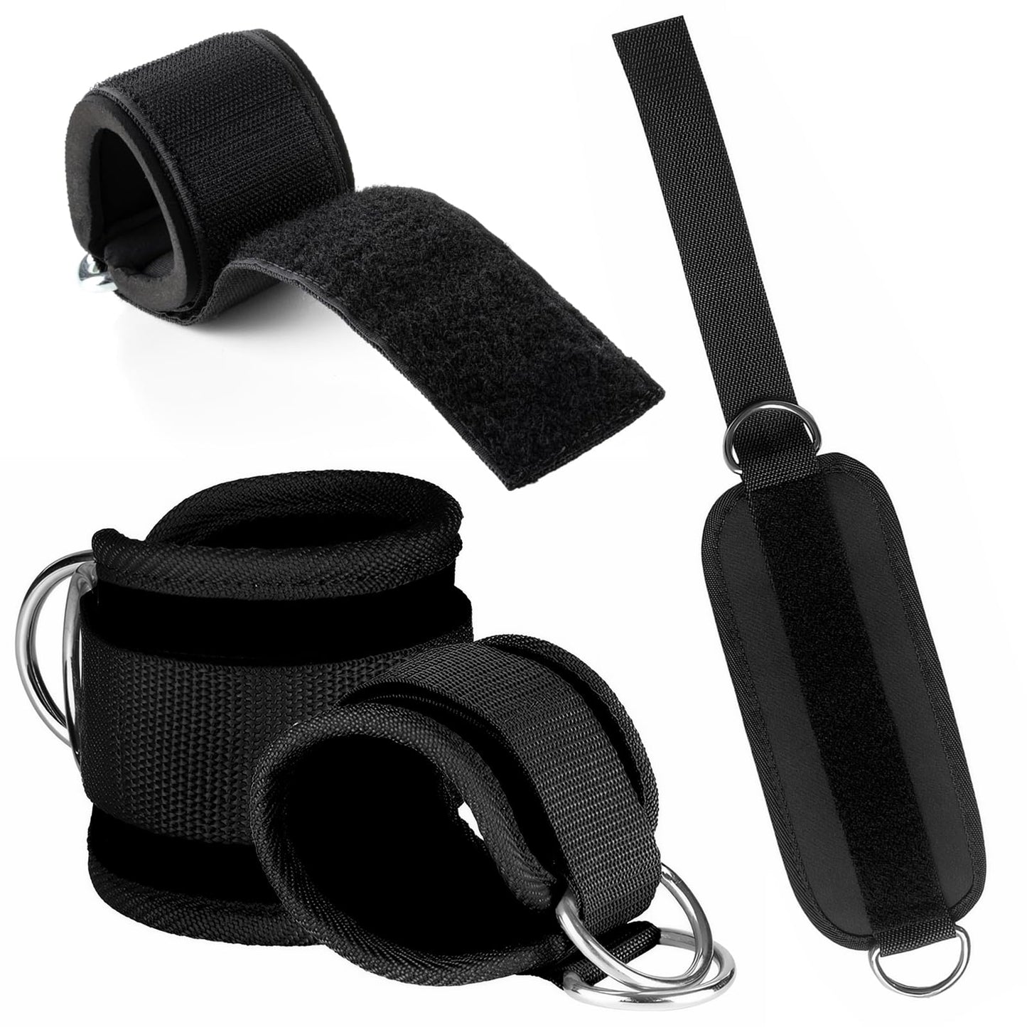 2 PCS Weightlifting Straps with D Ring,Adjustable Wrist Cuffs Gym,Padded Wrist Cuffs,for Cable Machines Strength Training Equipment,Black