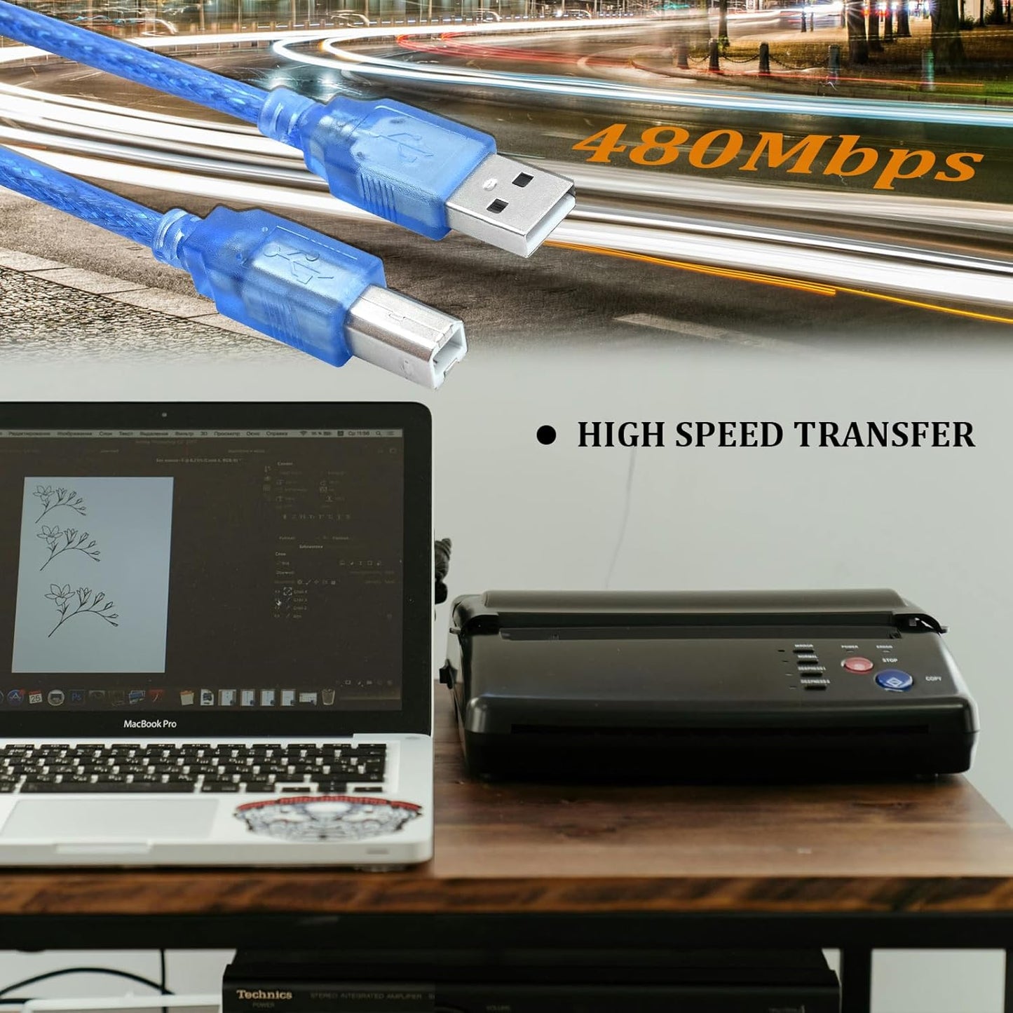 2.0 (20Pcs 11.81IN) SmaringRobot USB A to USB B Cable Wire, USB Cable Connectors, Printer Cables Wire for Connecting