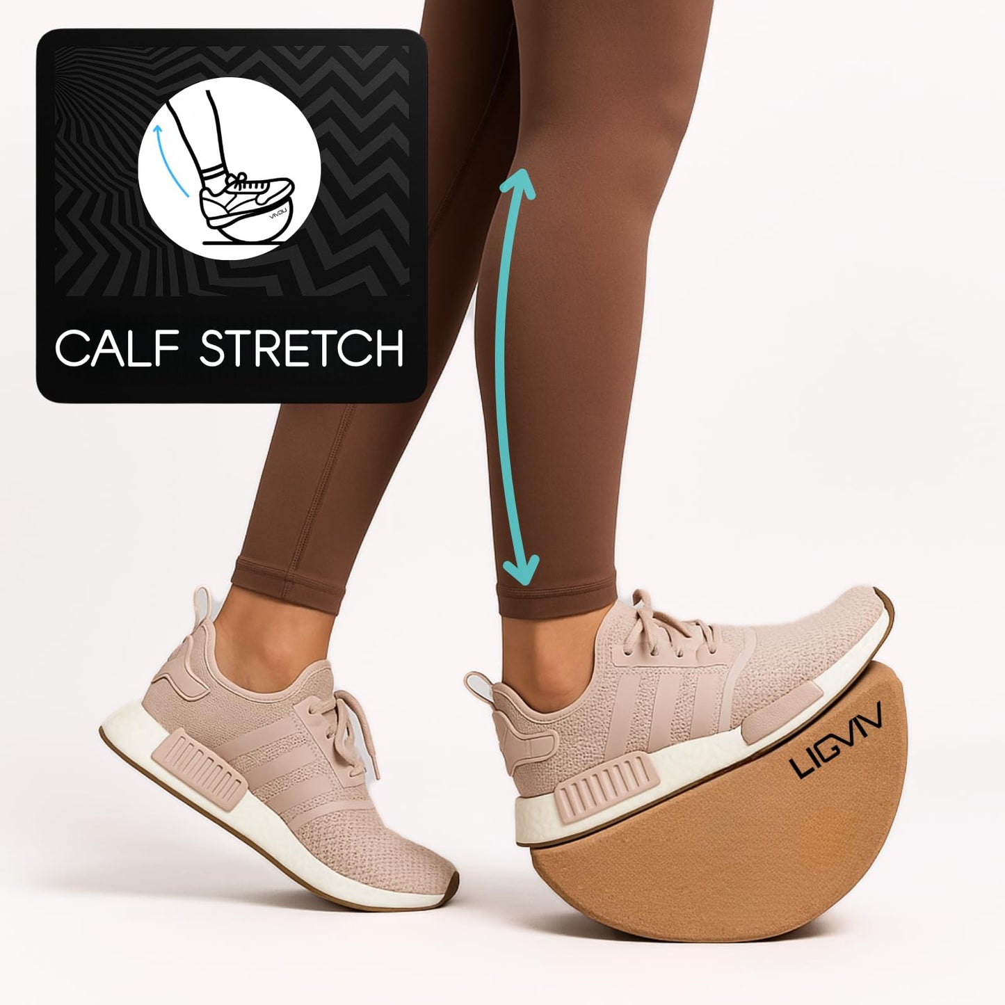 LIGVIV Calf and Foot Stretcher, Adjustable 0-90° Cork Rocker Board for Muscle Stretching, Physical Therapy and Plantar Fasciitis Relief