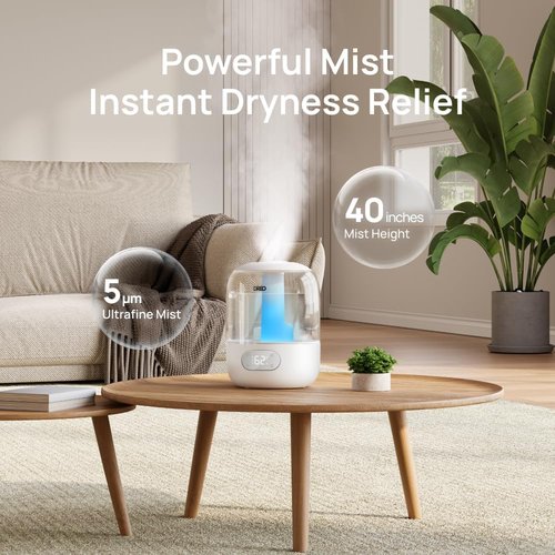 DREO Ultrasonic Humidifier - 3L Top Fill, 30H Quiet Runtime & Humidity Sensor | Ideal for Bedrooms & Nurseries