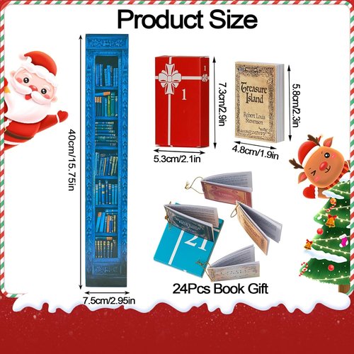 Mini Book Advent Calendar 2026 - 24 Ornament Gifts for Book Lovers | Christmas Countdown Decor