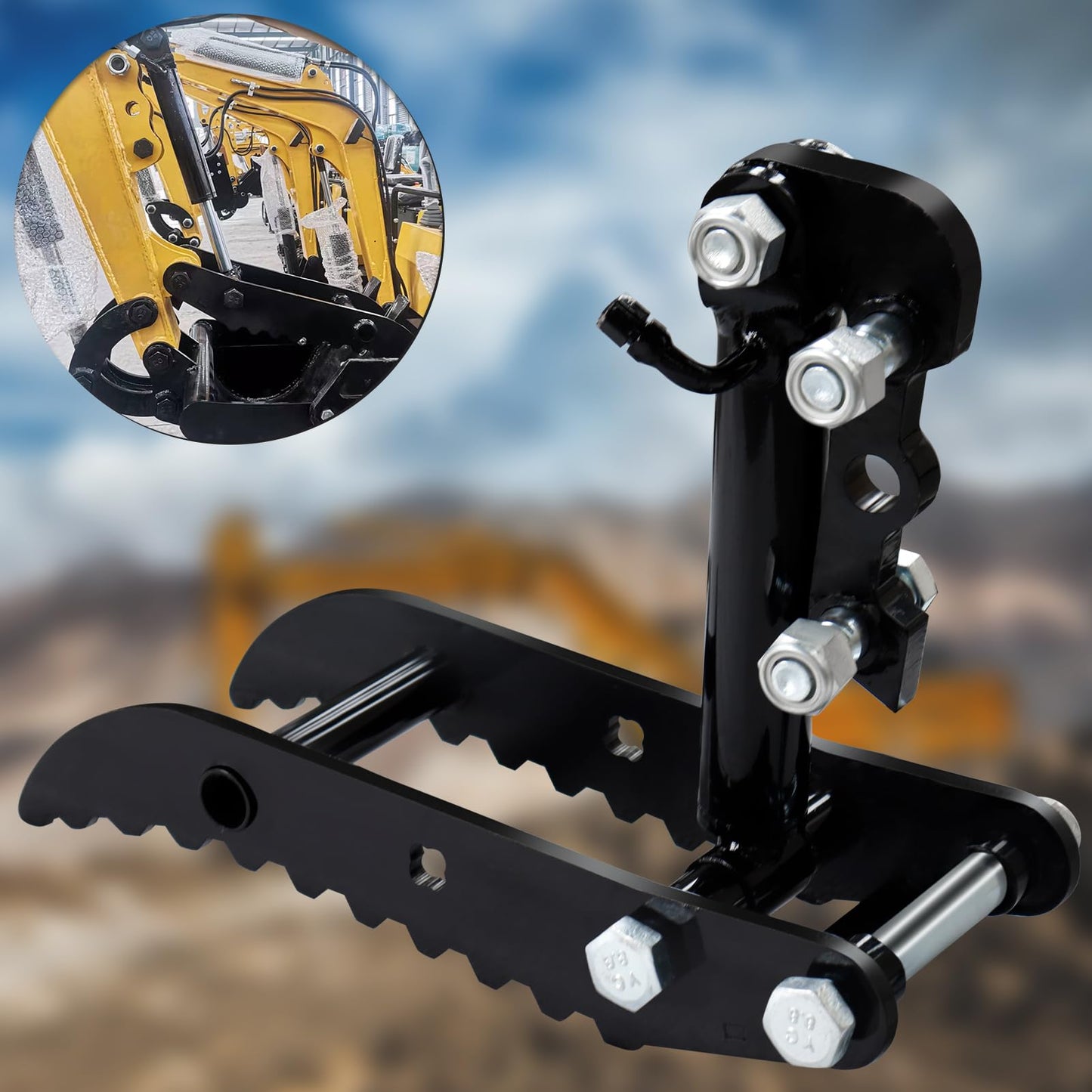 DANWIWEE Hydraulic Thumb Clip for Mini Excavators, with 2*M14 Hoses and Screws, Small Digger Attachments fit Most of up to 2 tons