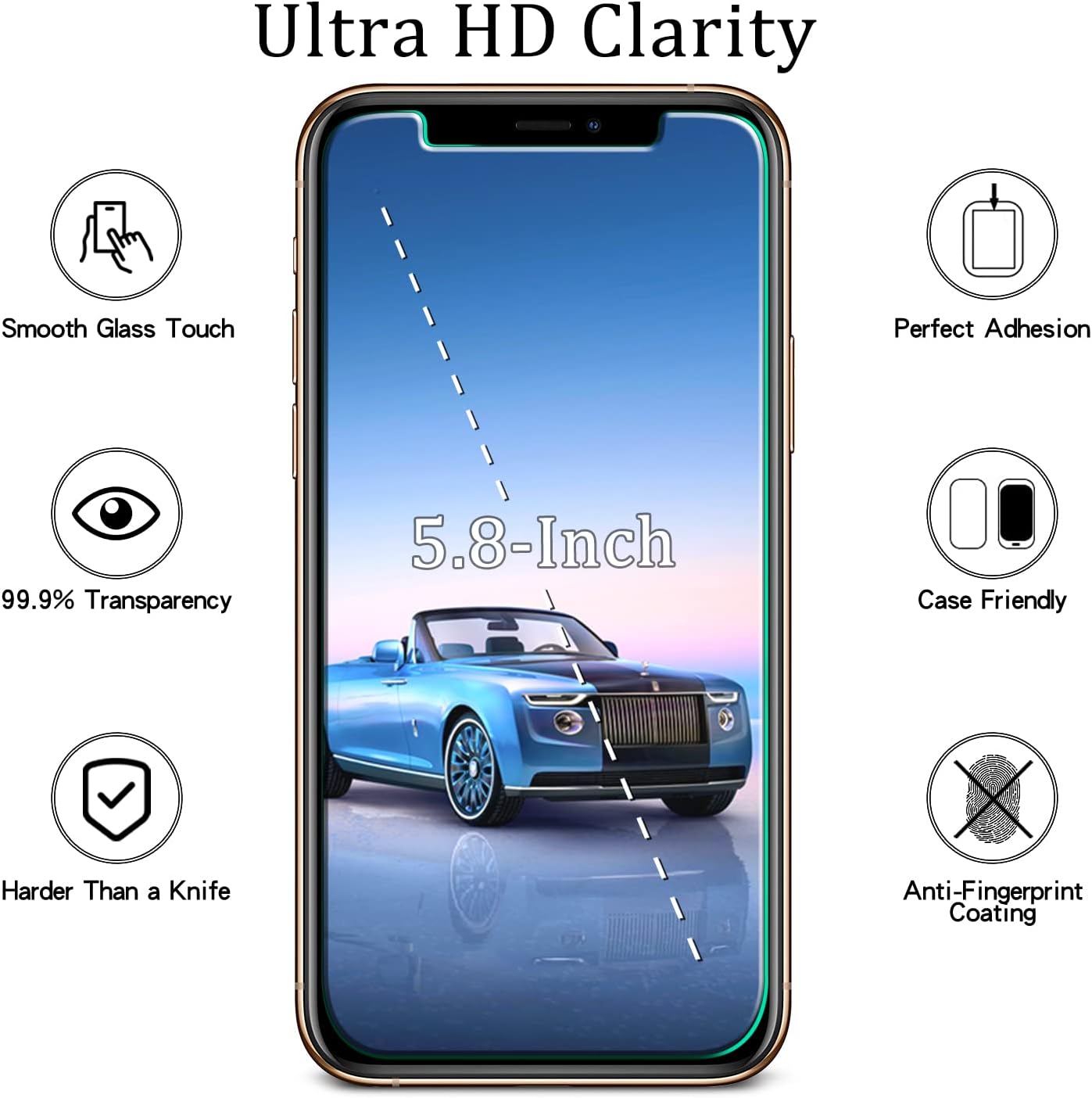 [2 Pack 11 9H MAYtobe Designed For iPhone Pro, iPhone XS, iPhone X Screen Protector Tempered Glass, Hardness, Anti