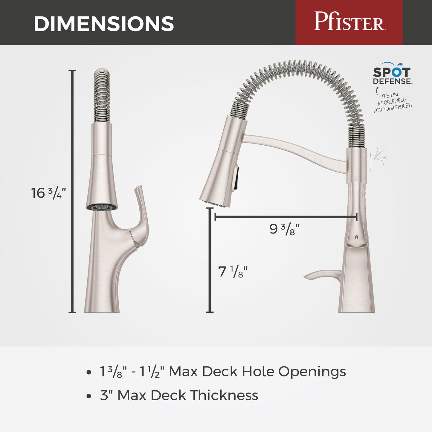 Pfister Ladera Commercial Culinary Kitchen Faucet with Pull Down Sprayer and Soap Dispenser, Single Handle, NSF Certified, Spot Defense Stainless Steel Finish, F5297LRCGS