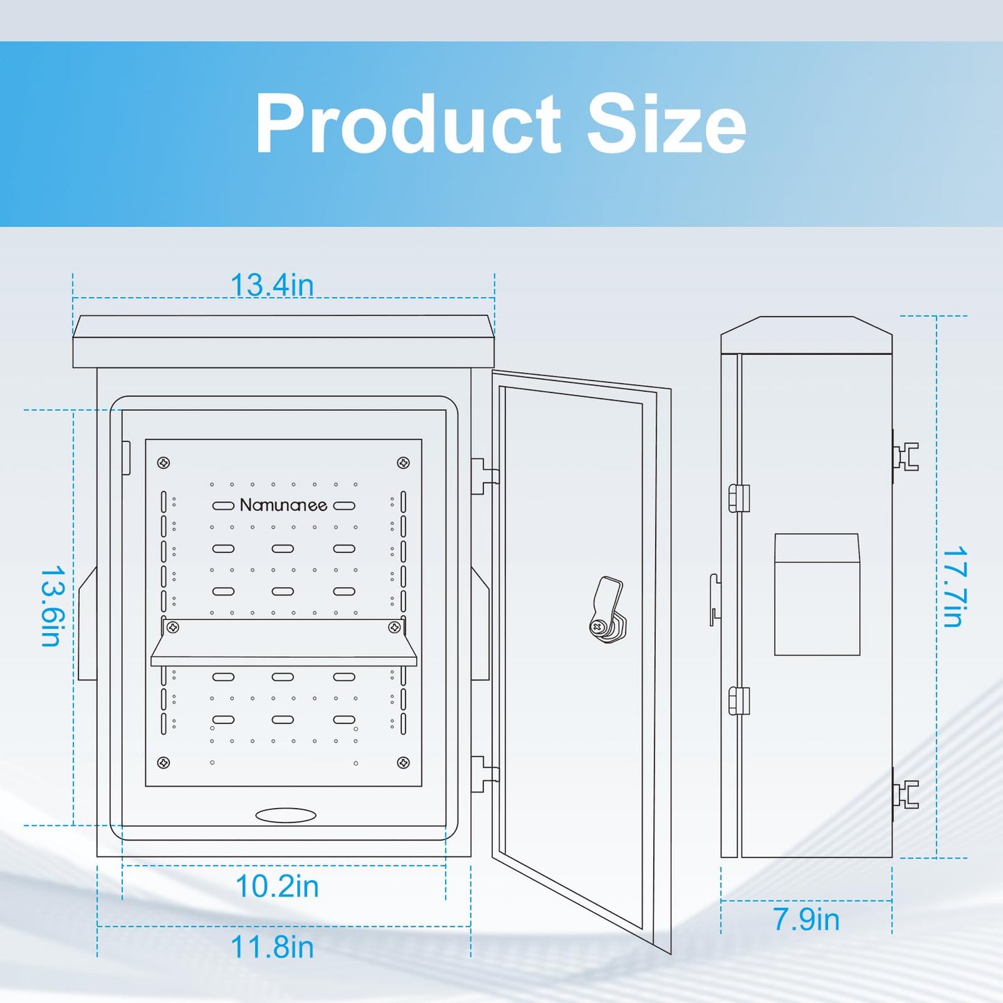 Outdoor Electrical Box with Thermostat and Fan, Cold-Rolled Steel Plate, Aluminum Alloy Back Beam, One-Piece Ventilation Design, IP65 Waterproof, Wall/Pole Mounted. (17.8" x 14" x 7.9")