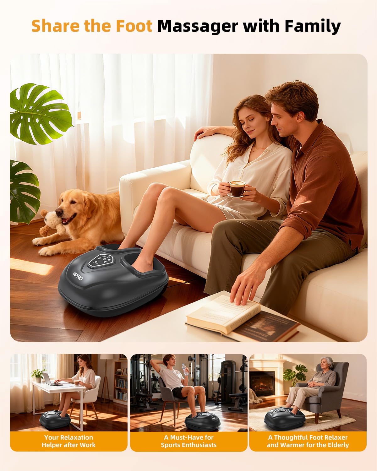 Ohiele Foot Massager with Heat, Shiatsu Foot Massager with Remote, Electric Feet Massage Machine for Neuropathy,Plantar Fasciitis, Circulation, FSA Eligible HSA Store Eligible Massager (Black,Corded)