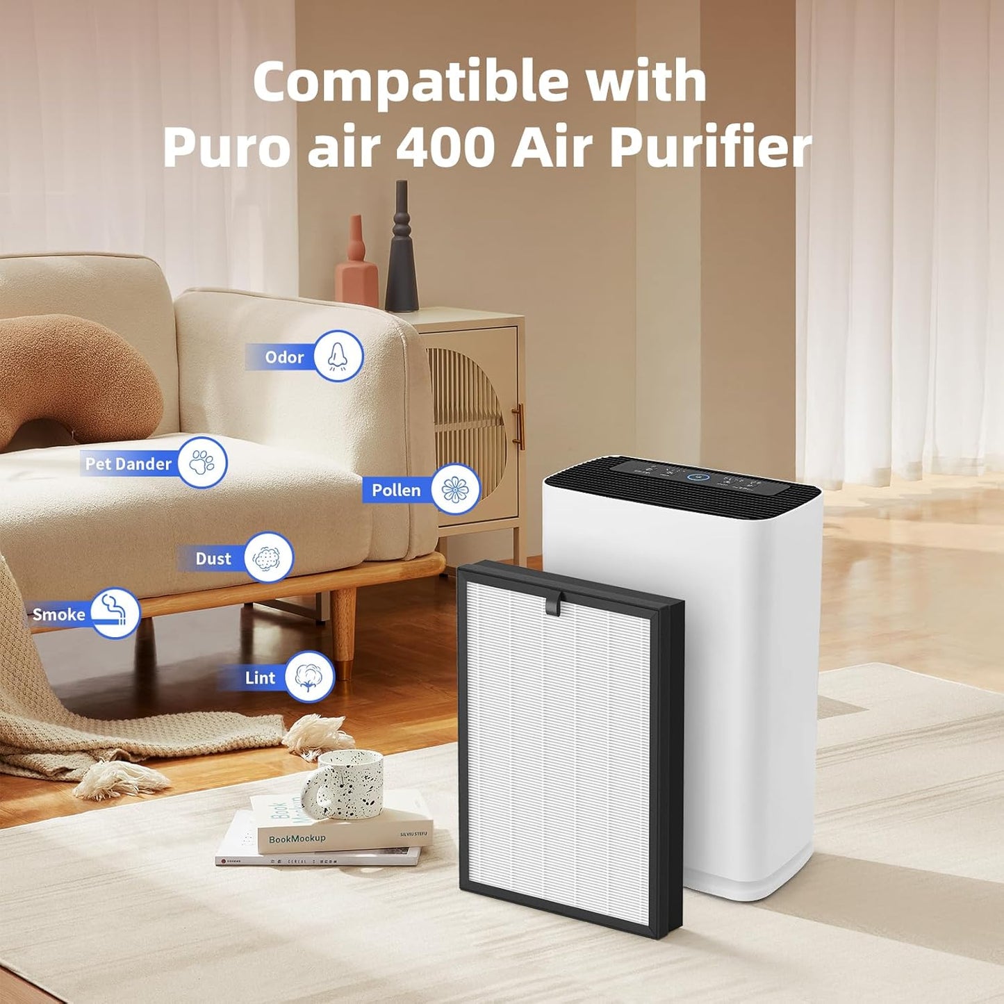 Puroair 400 Replacement Filter - 3-in-1 True HEPA & Activated Carbon | 2 Pack for Enhanced Air Quality